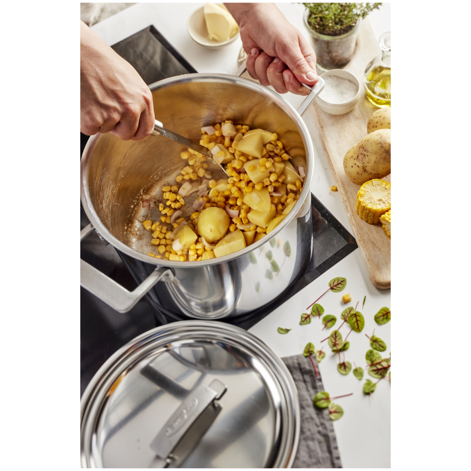 DEMEYERE Industry 5 8 L 18/10 Stainless Steel Stock Pot With Lid