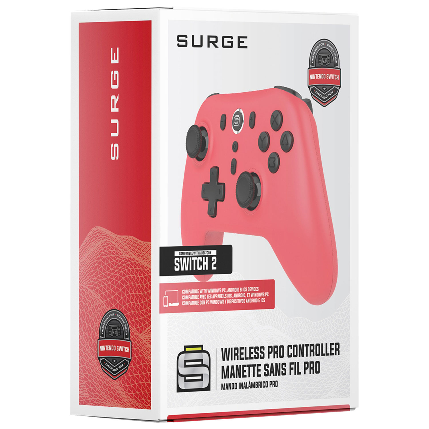 Manette sans fil Pro de Surge pour Switch/Switch 2/PC - Rouge