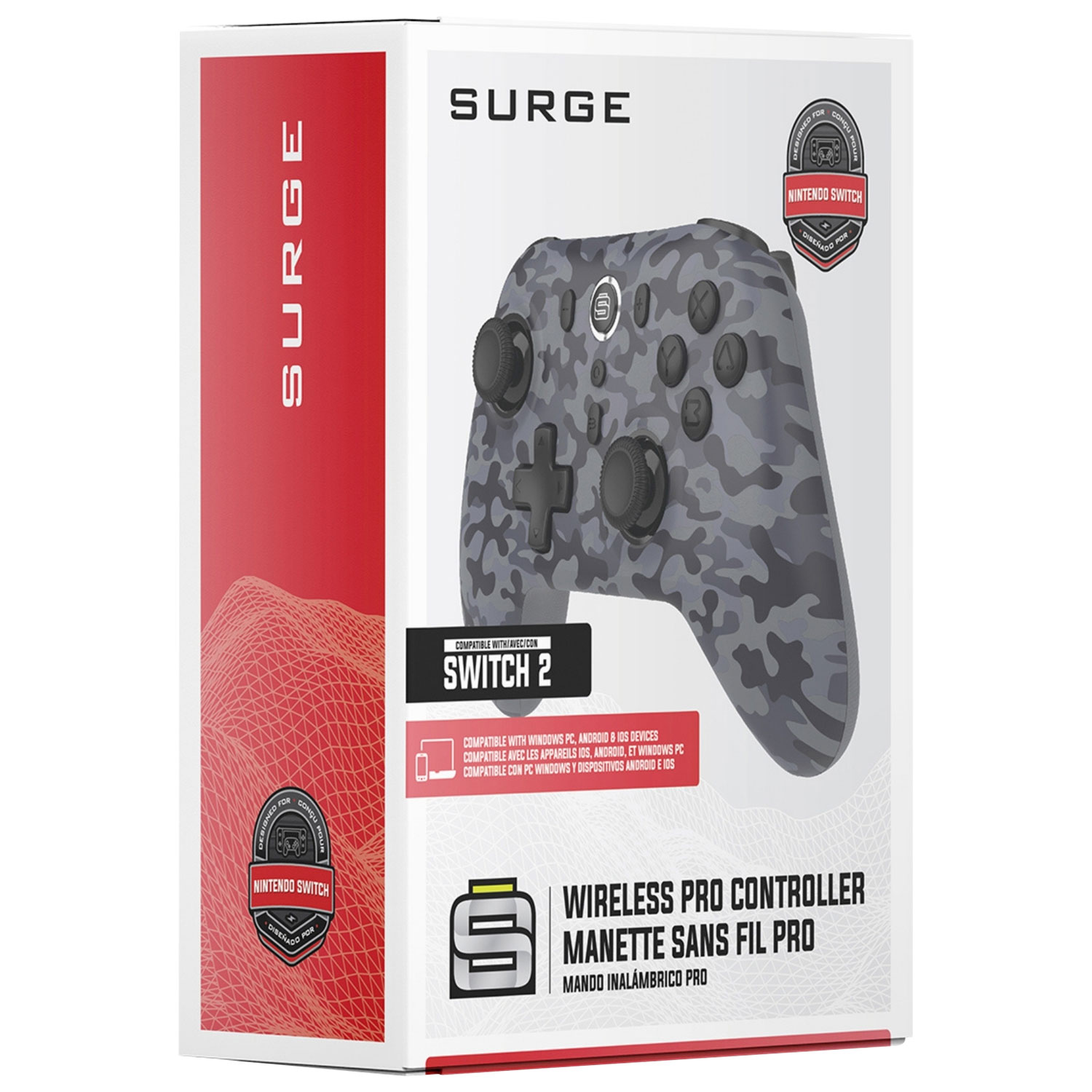 Surge Wireless Pro Controller for Switch/Switch 2/PC - Grey Camo