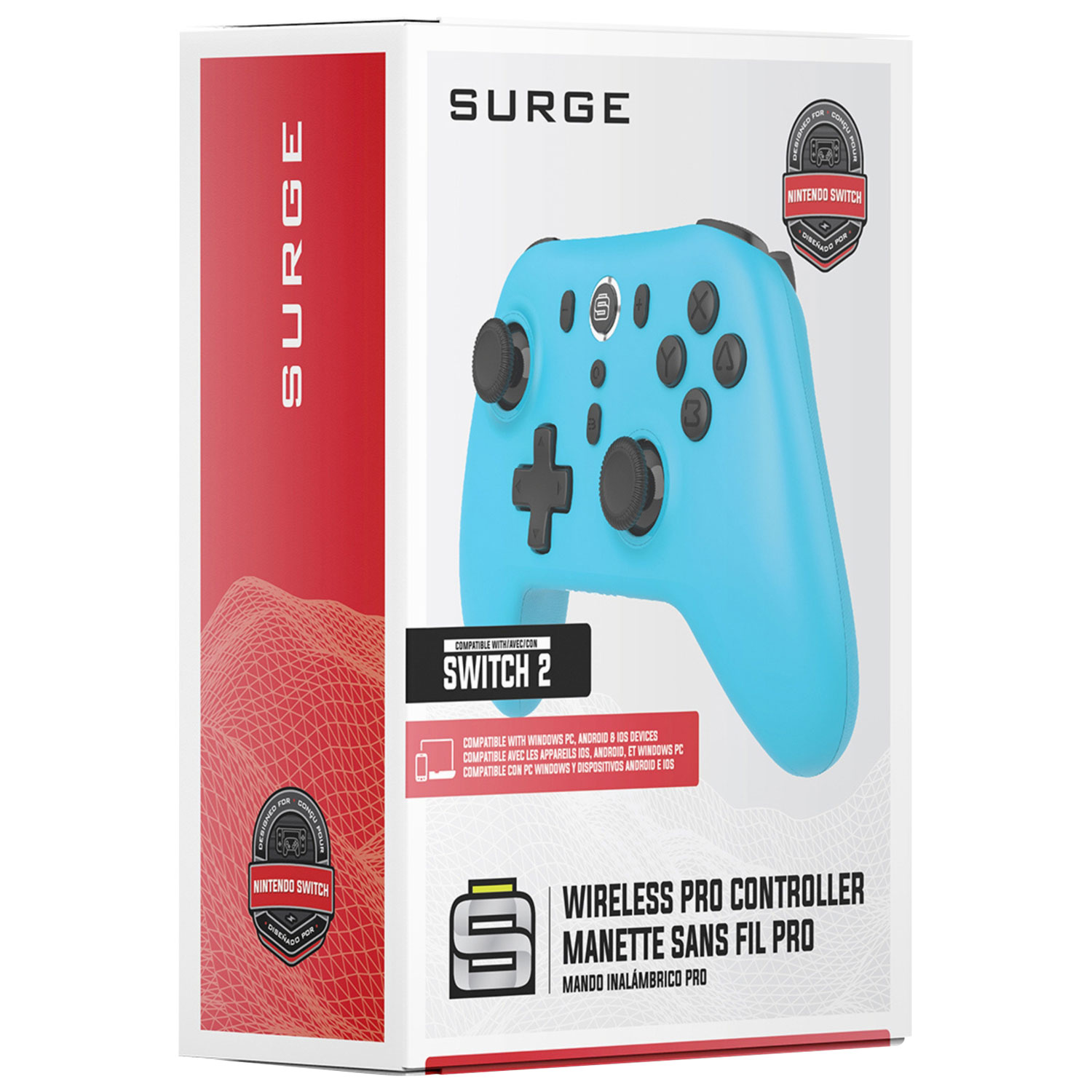 Manette sans fil Pro de Surge pour Switch/Switch 2/PC - Bleu