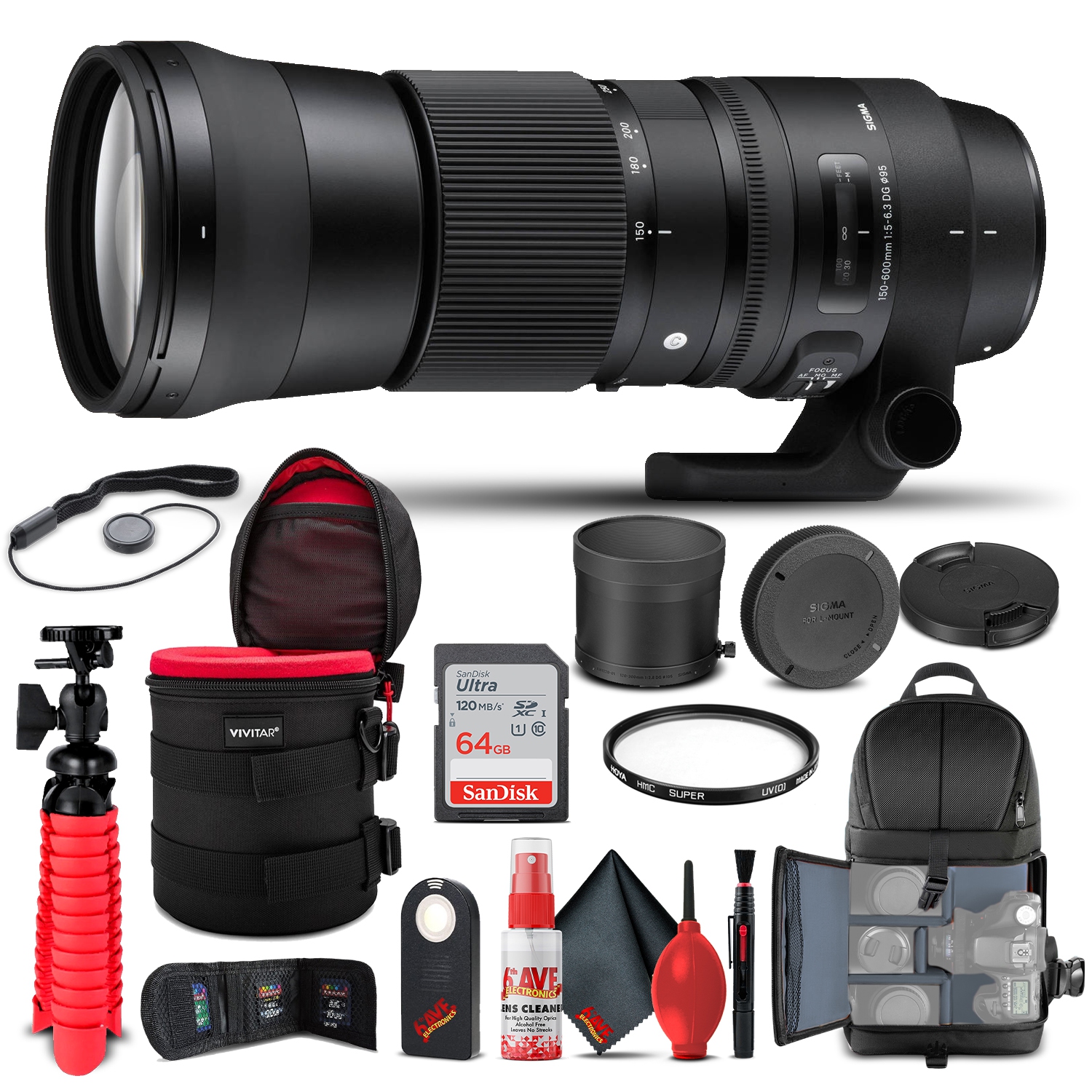 Sigma 150-600mm f/5-6.3 DG OS HSM Contemporary Lens for Canon EF Bundle