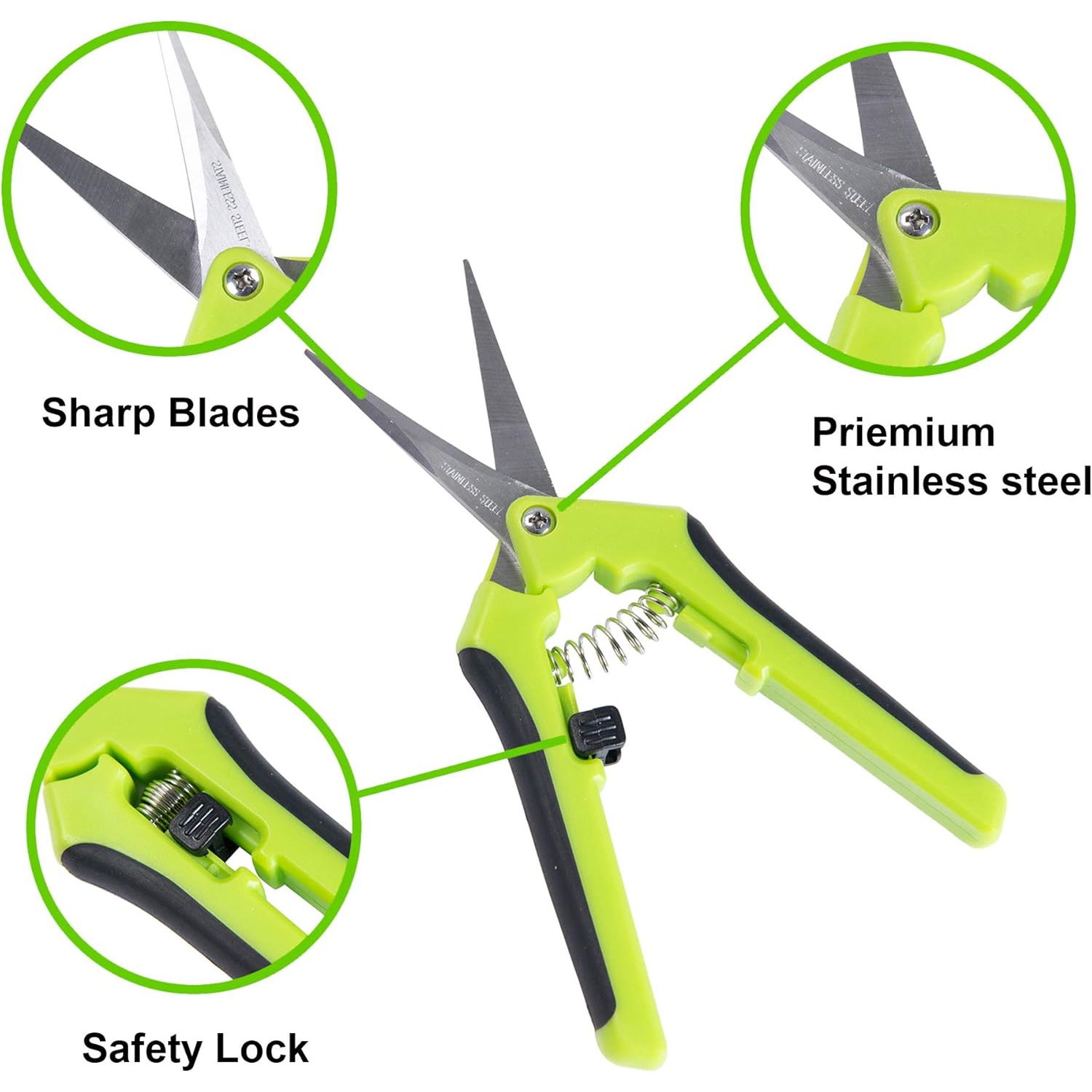 1 Pack Pruning Shear Gardening Trimming Scissors Garden Scissors Hand Pruning Snips with Curved Stainless Steel Blades