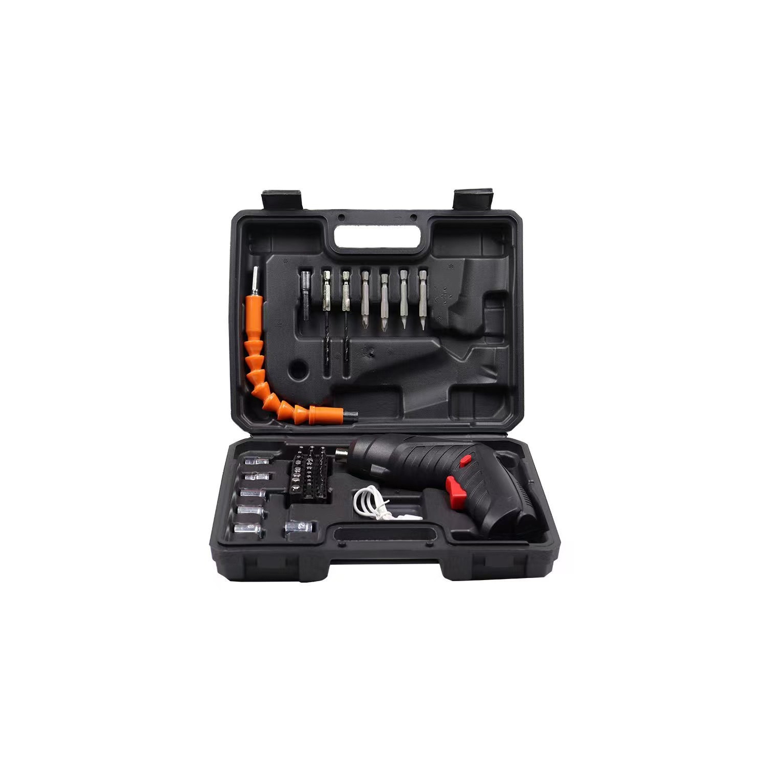 Electric Screwdriver Portable Set, 3.6V with 47pcs Cordless Accessories, Dual Position Handle and LED Headlight, Case, For Home Repairs
