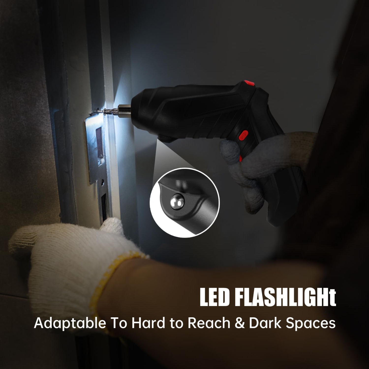 Electric Screwdriver Portable Set, 3.6V with 47pcs Cordless Accessories, Dual Position Handle and LED Headlight, Case, For Home Repairs