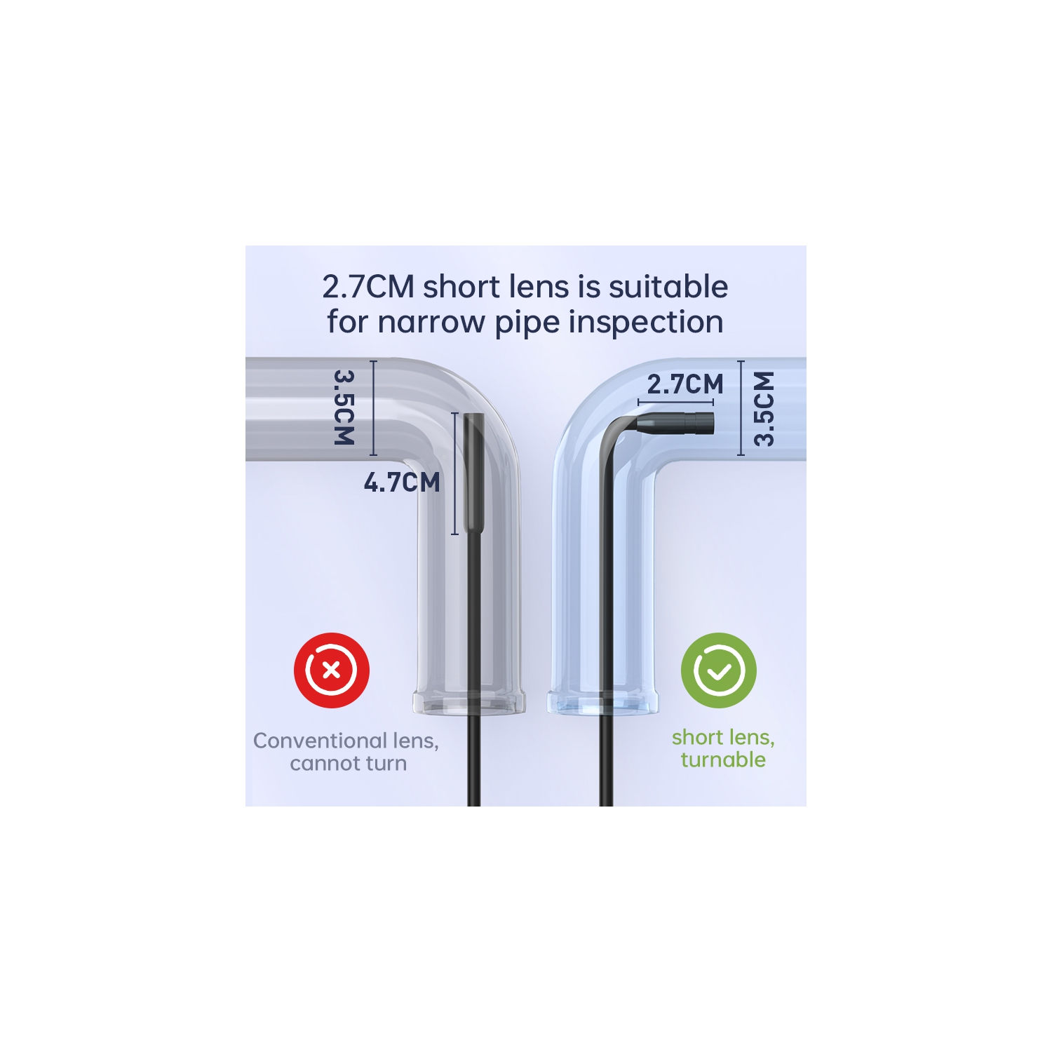 Caméra endoscope avec lumière, caméra d'inspection en endoscope avec écran IPS de 4,3&nbsp;po, portée de cordon de 16,4PI pour inspection industrielle
