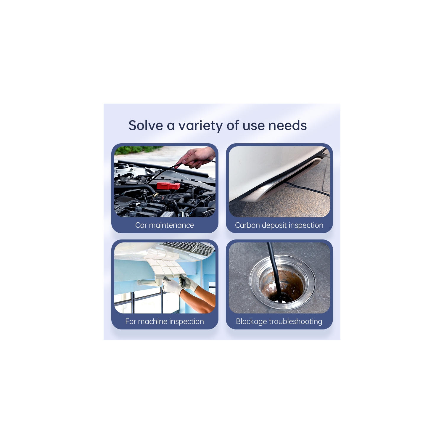 Caméra endoscope avec lumière, caméra d'inspection en endoscope avec écran IPS de 4,3&nbsp;po, portée de cordon de 16,4PI pour inspection industrielle