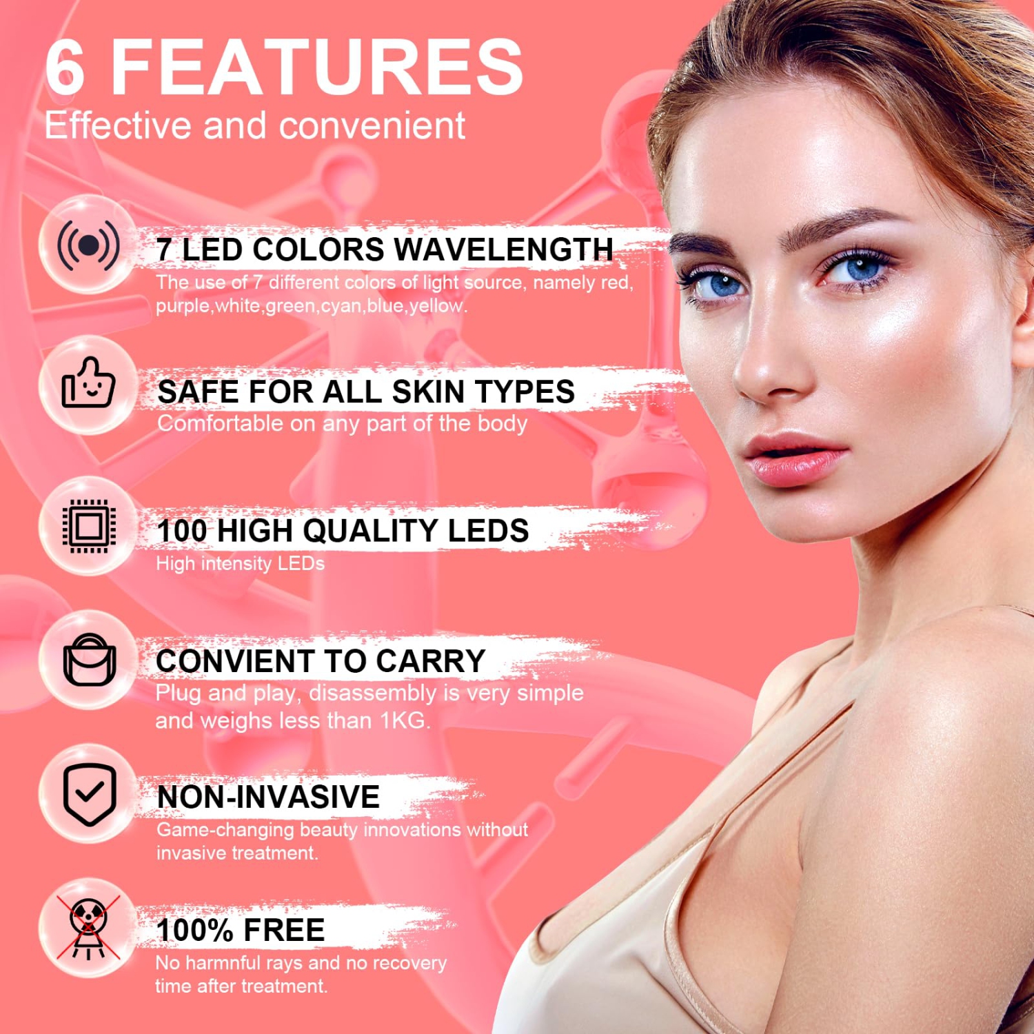 Red Light Lamp with Base, 7 Colours Red Light Therapy with Timer, 100 LEDs Red Light Therapy, Gooseneck Red Light Lamp for Face, Neck, Knee, Back