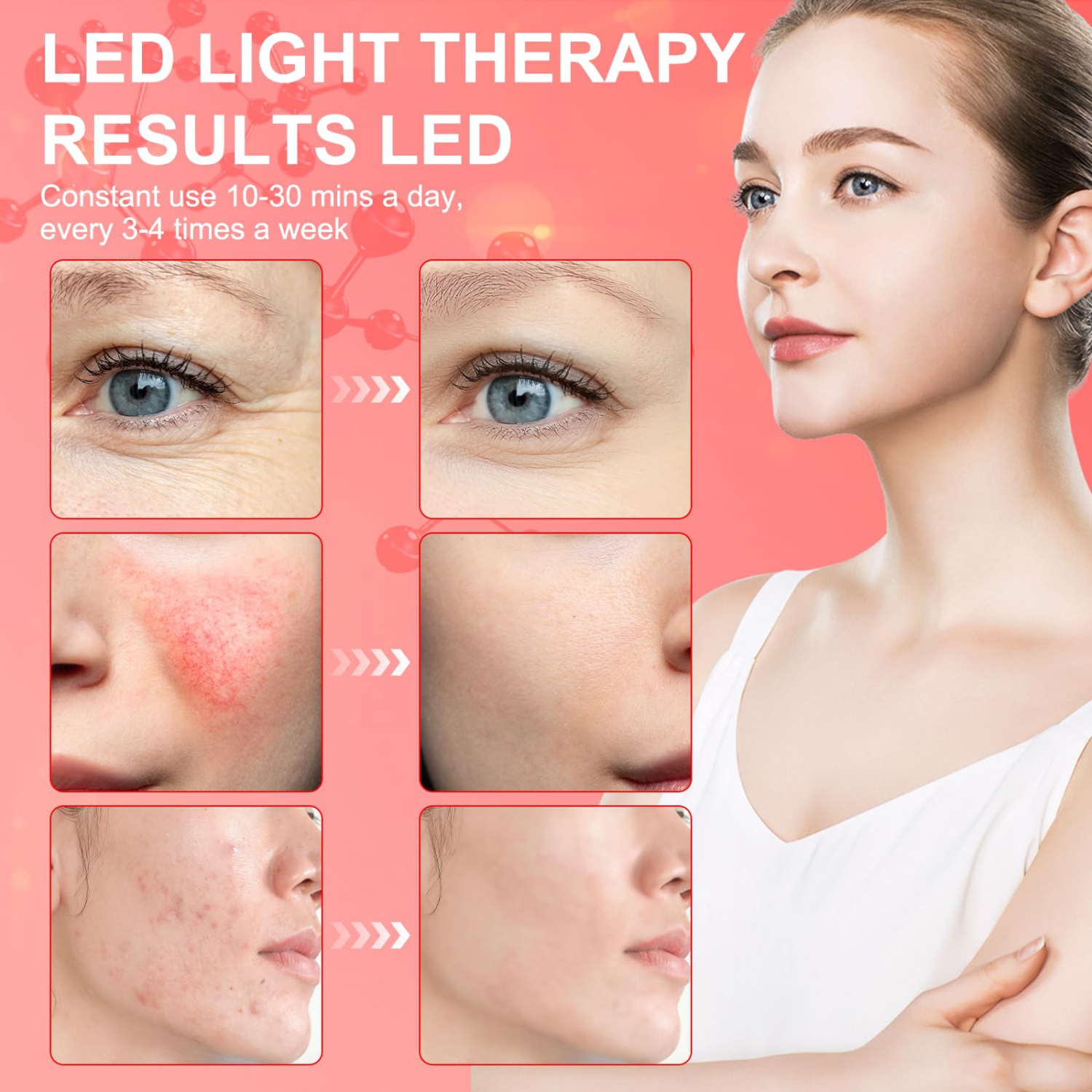 Red Light Lamp with Base, 7 Colours Red Light Therapy with Timer, 100 LEDs Red Light Therapy, Gooseneck Red Light Lamp for Face, Neck, Knee, Back