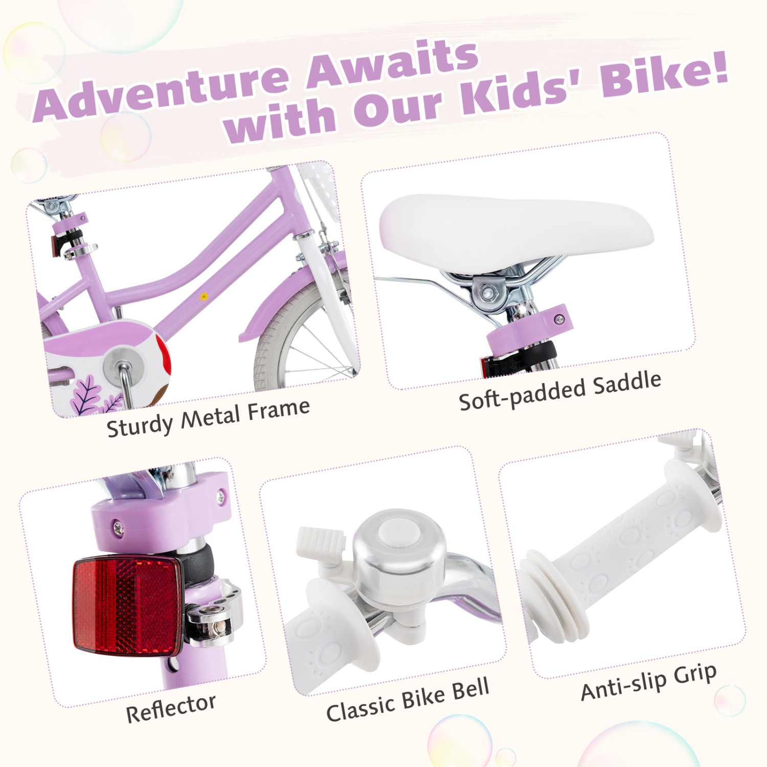 Gymax 16 Inches Kids Bicycle w/ Basket Doll Seat Colorful Streamers Training Wheels