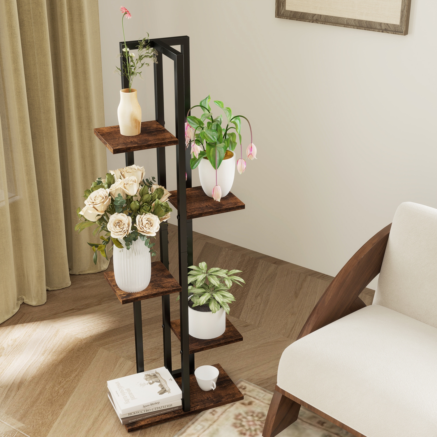 Gymax 3 PCS Plant Stand Set 4+5+6-Tier Indoor Flower Stands Multi-Tiered Plant Shelves