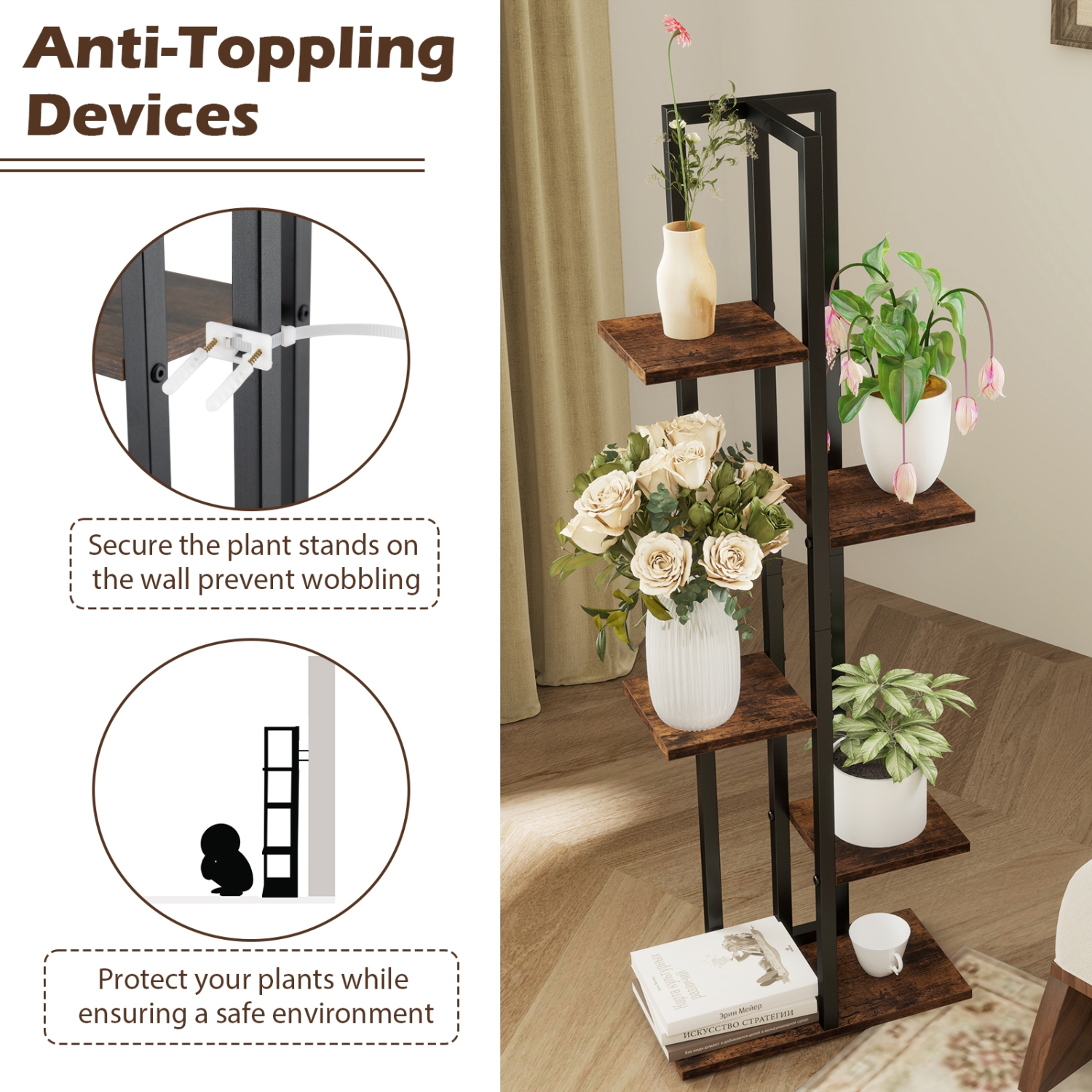Gymax 3 PCS Plant Stand Set 4+5+6-Tier Indoor Flower Stands Multi-Tiered Plant Shelves