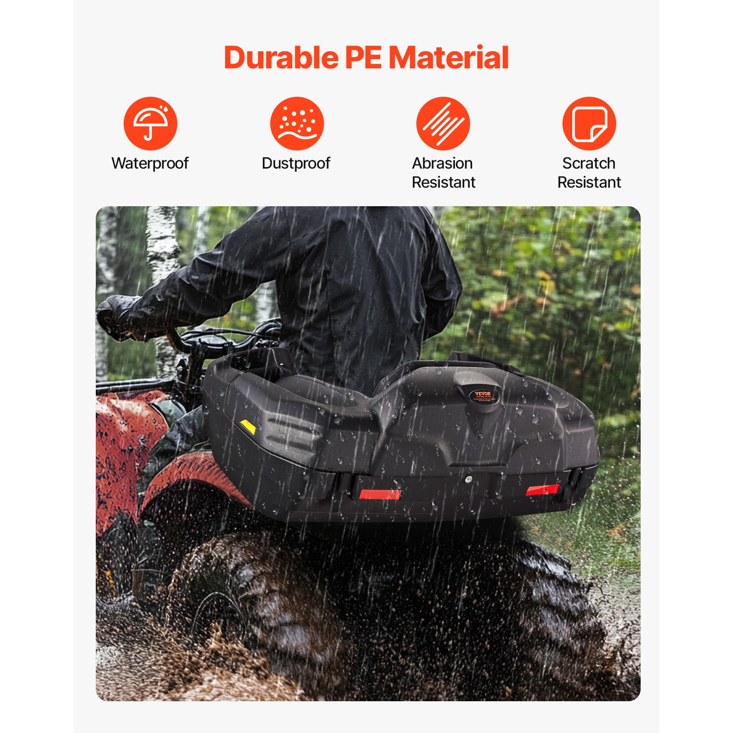 VEVOR 95L ATV Rear Storage Box and Lounger, ATV Cargo Box with Seat & Backrest, Waterproof LLDPE & Lockable Lounger Box Fit Most ATVs with Rear Rack,