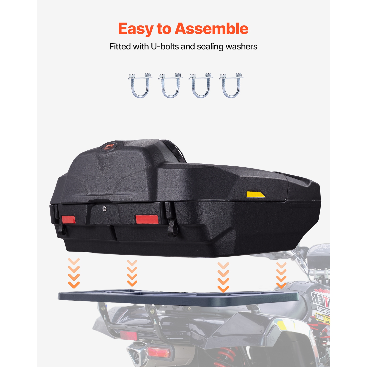 VEVOR 95L ATV Rear Storage Box and Lounger, ATV Cargo Box with Seat & Backrest, Waterproof LLDPE & Lockable Lounger Box Fit Most ATVs with Rear Rack,