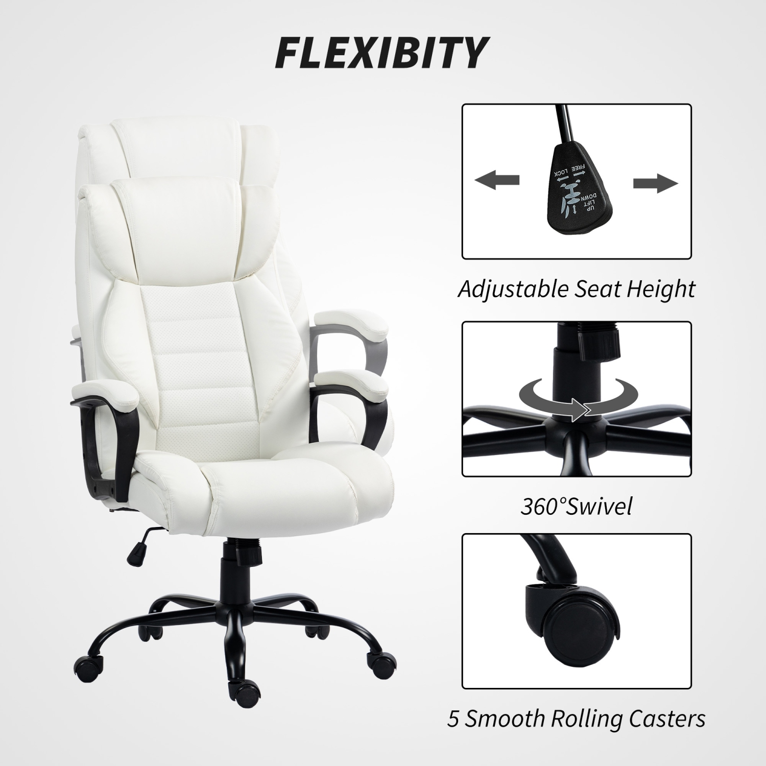 Vinsetto Massage Office Chair, High Back Executive Office Chair with 6-Point Vibration, Timer, Adjustable Height, Swivel Seat and Rocking Function,