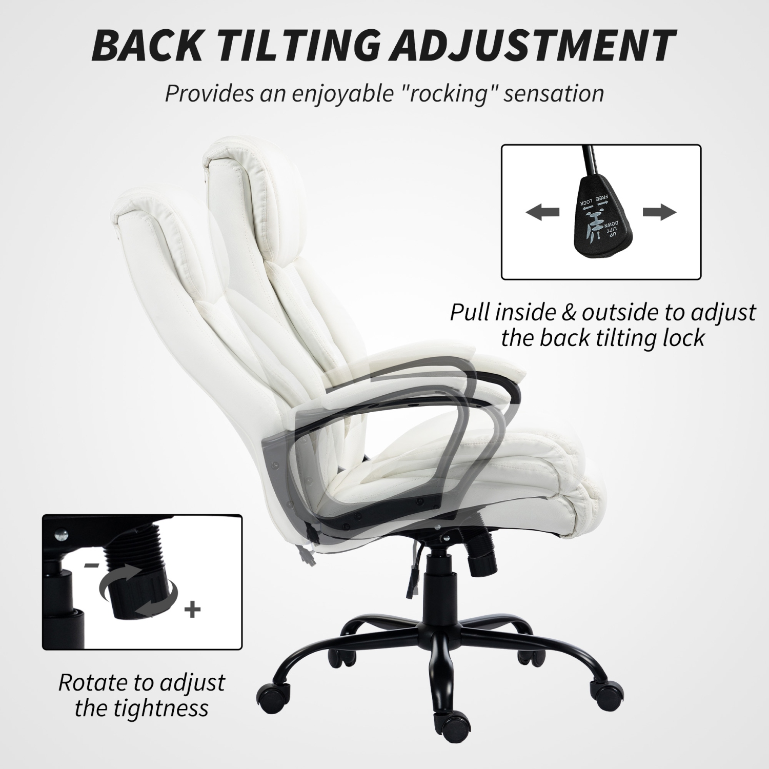 Vinsetto Massage Office Chair, High Back Executive Office Chair with 6-Point Vibration, Timer, Adjustable Height, Swivel Seat and Rocking Function,