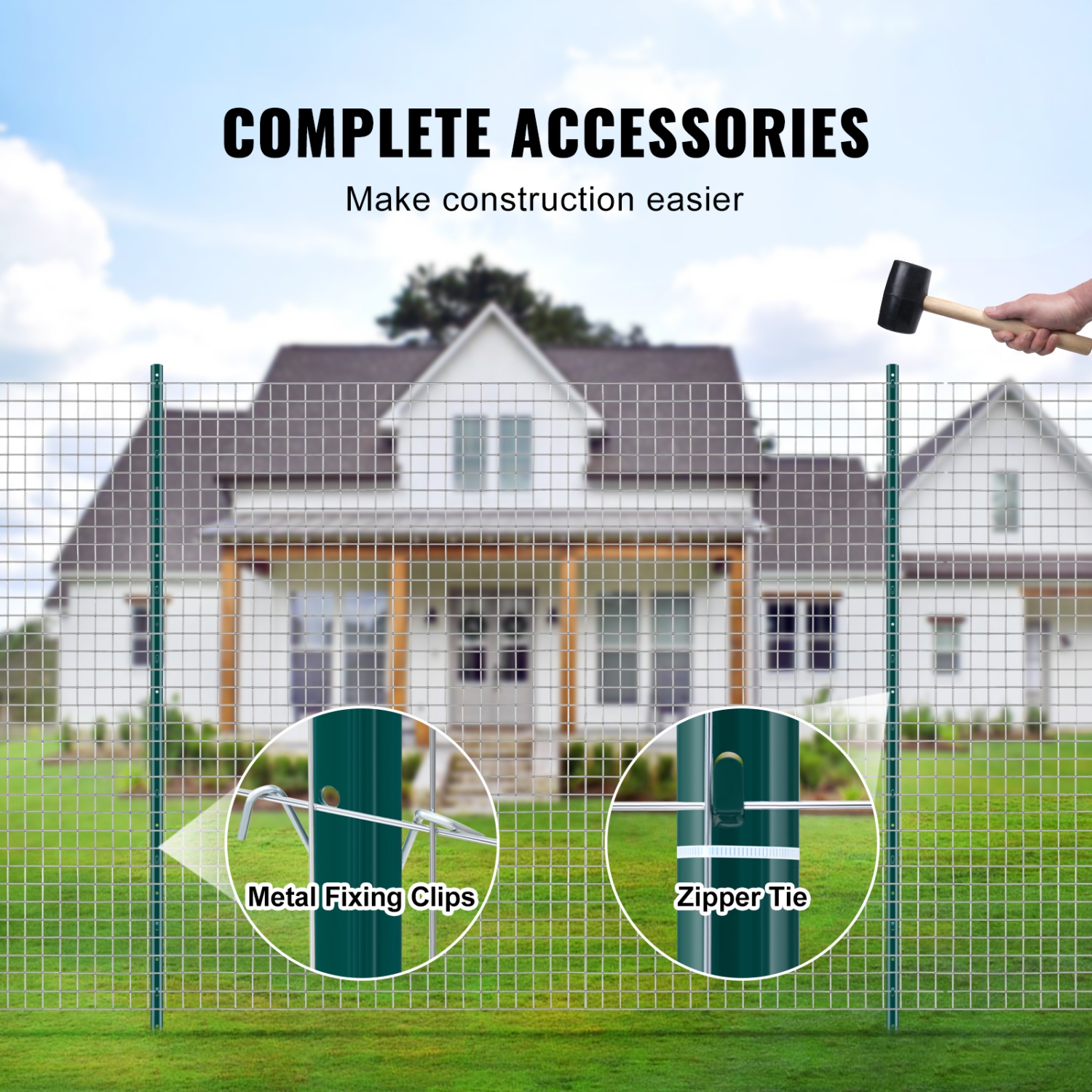 VEVOR 6 Feet Fence Post, 10 Pack U-Channel Heavy Duty Metal Fence Posts, Sturdy Steel Fence Stakes for Garden Yard, Lawn, Farms and Outdoor Wire