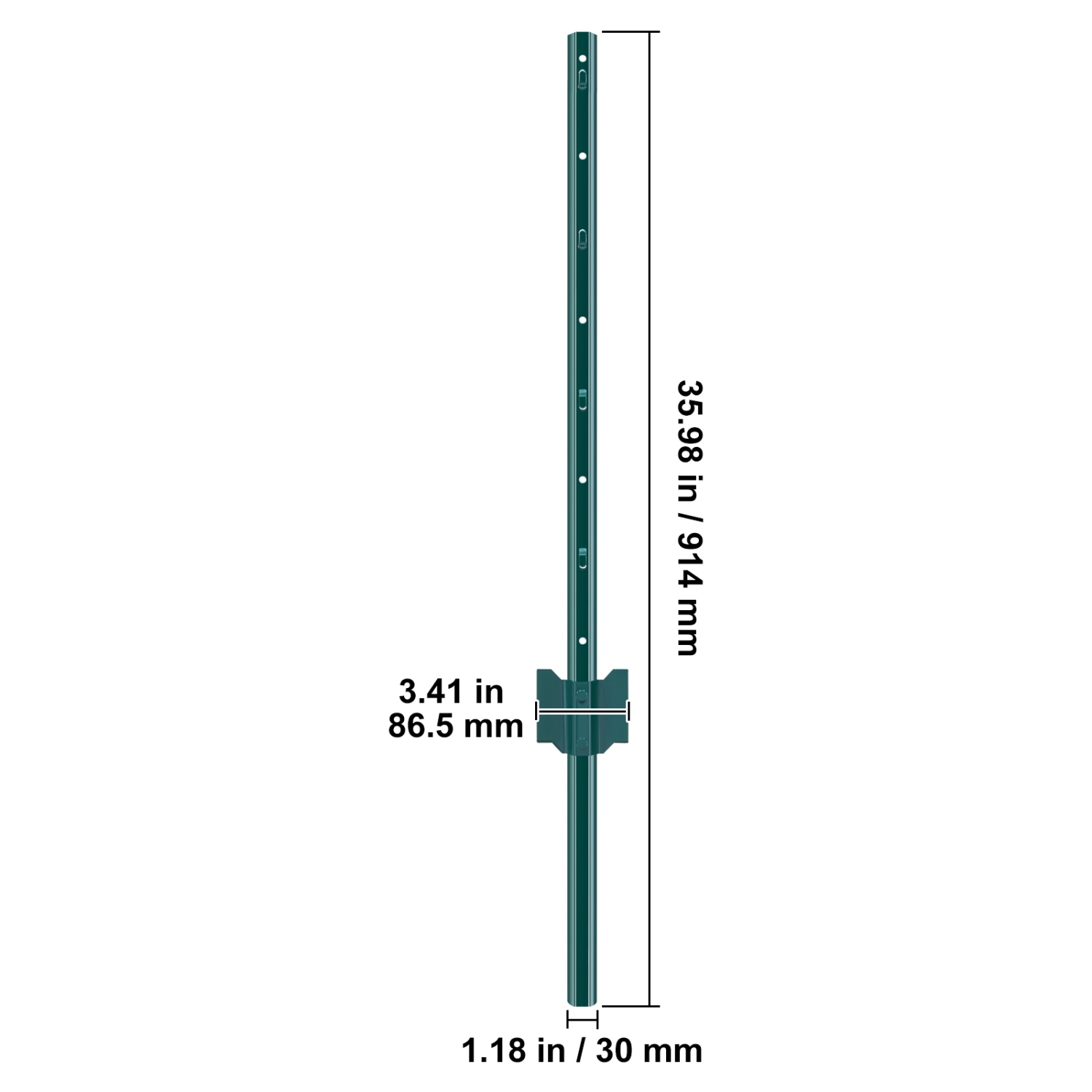 VEVOR 3 Feet Fence Post, 10 Pack U-Channel Heavy Duty Metal Fence Posts, Sturdy Steel Fence Stakes for Garden Yard, Lawn, Farms and Outdoor Wire