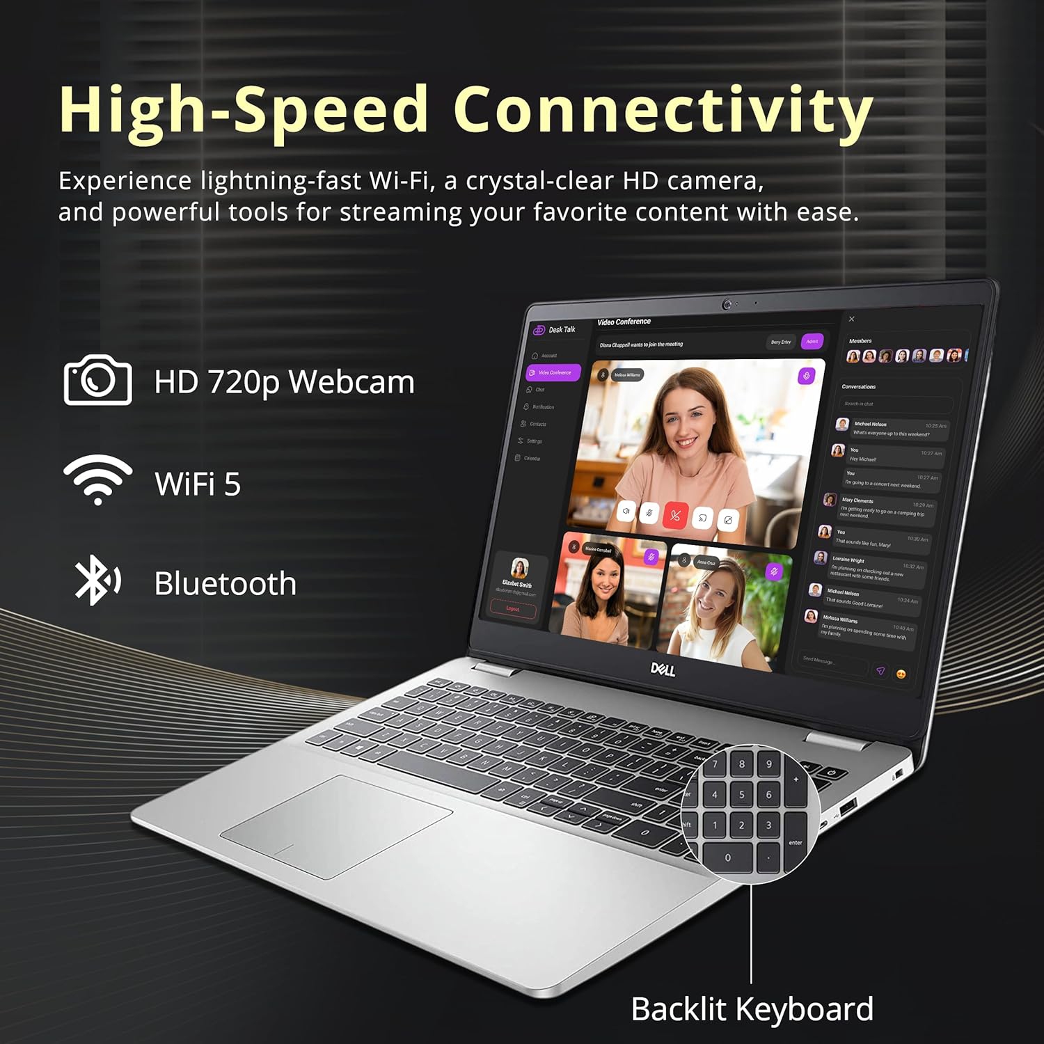 Refurbished - Dell Inspiron 15.6" 5593 FHD Laptop, Intel i5-1035G1, 256GB SSD, 8GB RAM, Intel UHD Graphics, Backlit Keyboard, 720p Webcam, Windows