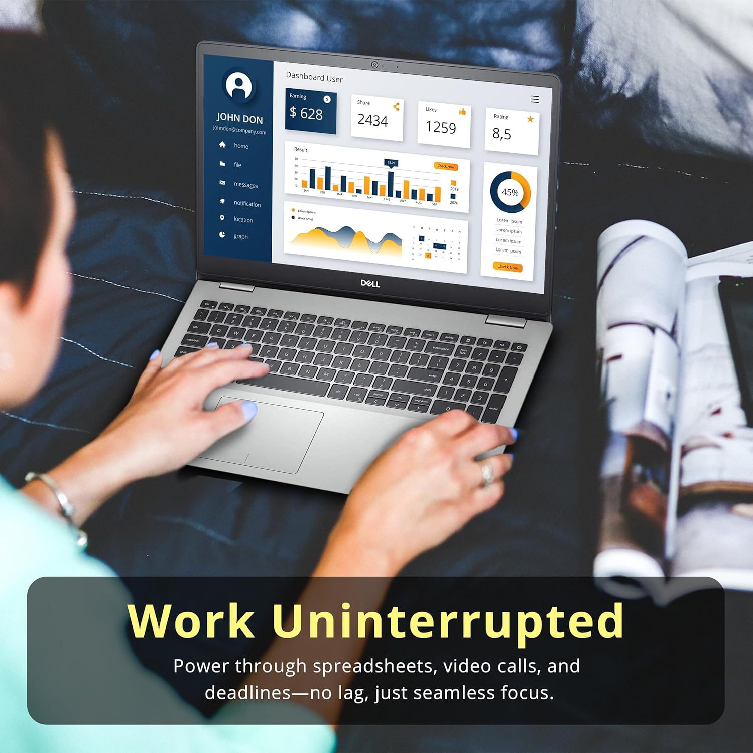 Refurbished - Dell Inspiron 15.6" 5593 FHD Laptop, Intel i5-1035G1, 256GB SSD, 8GB RAM, Intel UHD Graphics, Backlit Keyboard, 720p Webcam, Windows