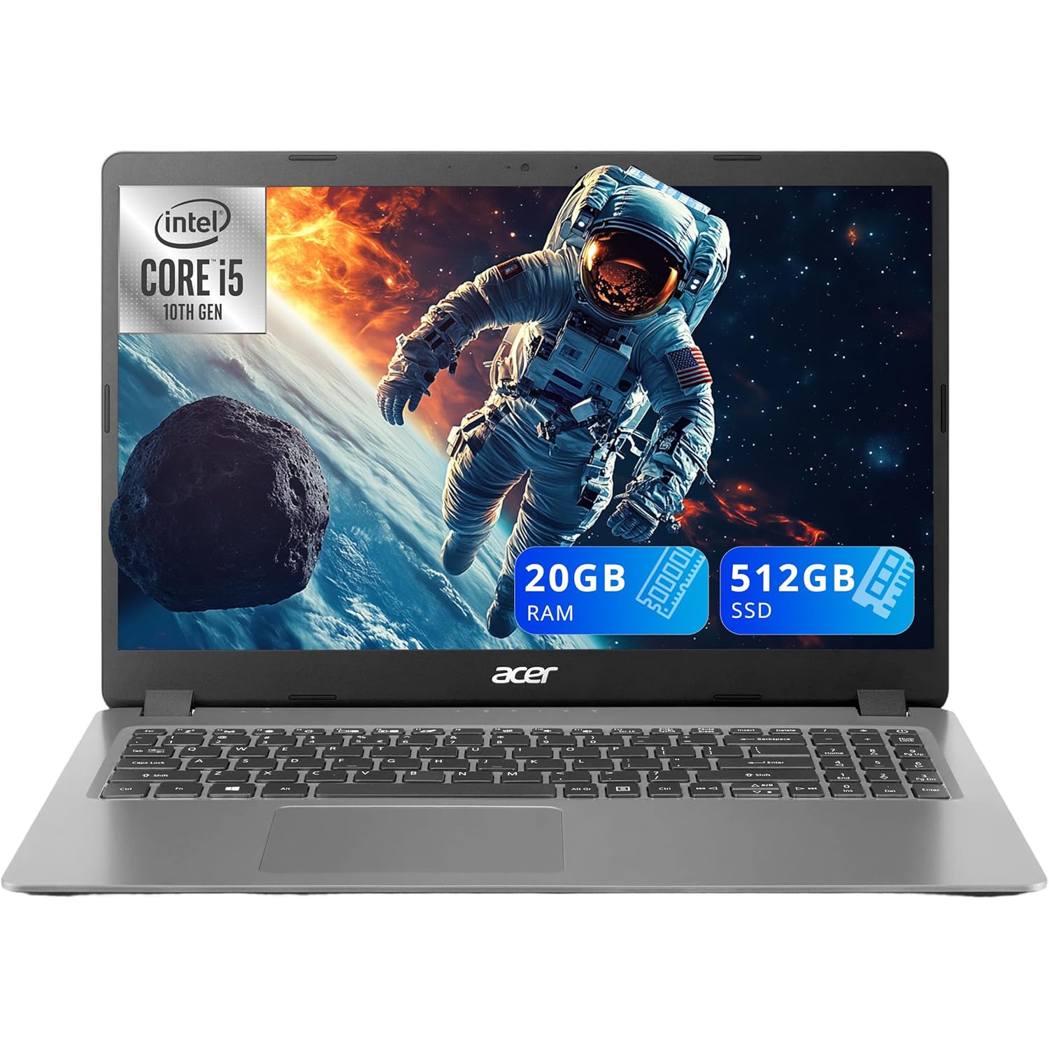 Refurbished - acer Aspire 3 15.6" FHD Laptop, Intel i5-1035G1, 512GB SSD, 20GB DDR4 RAM, Intel UHD Graphics, Numeric Keypad, Wi-Fi, ‎Bluetooth, Win