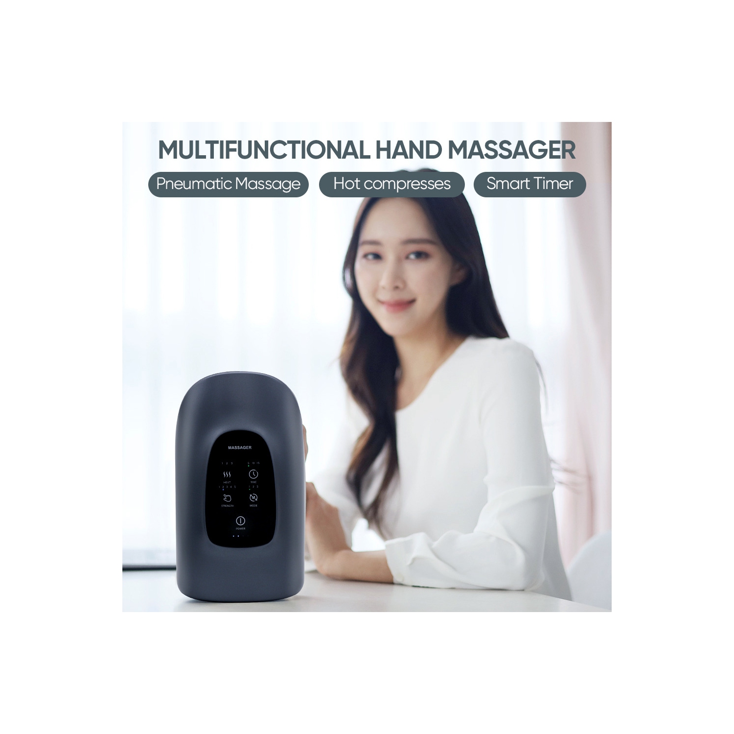 New hand massager airbag heating compress vibration meridian acupoint pressing kneading palm massager hand massager, with heat pressure, pain