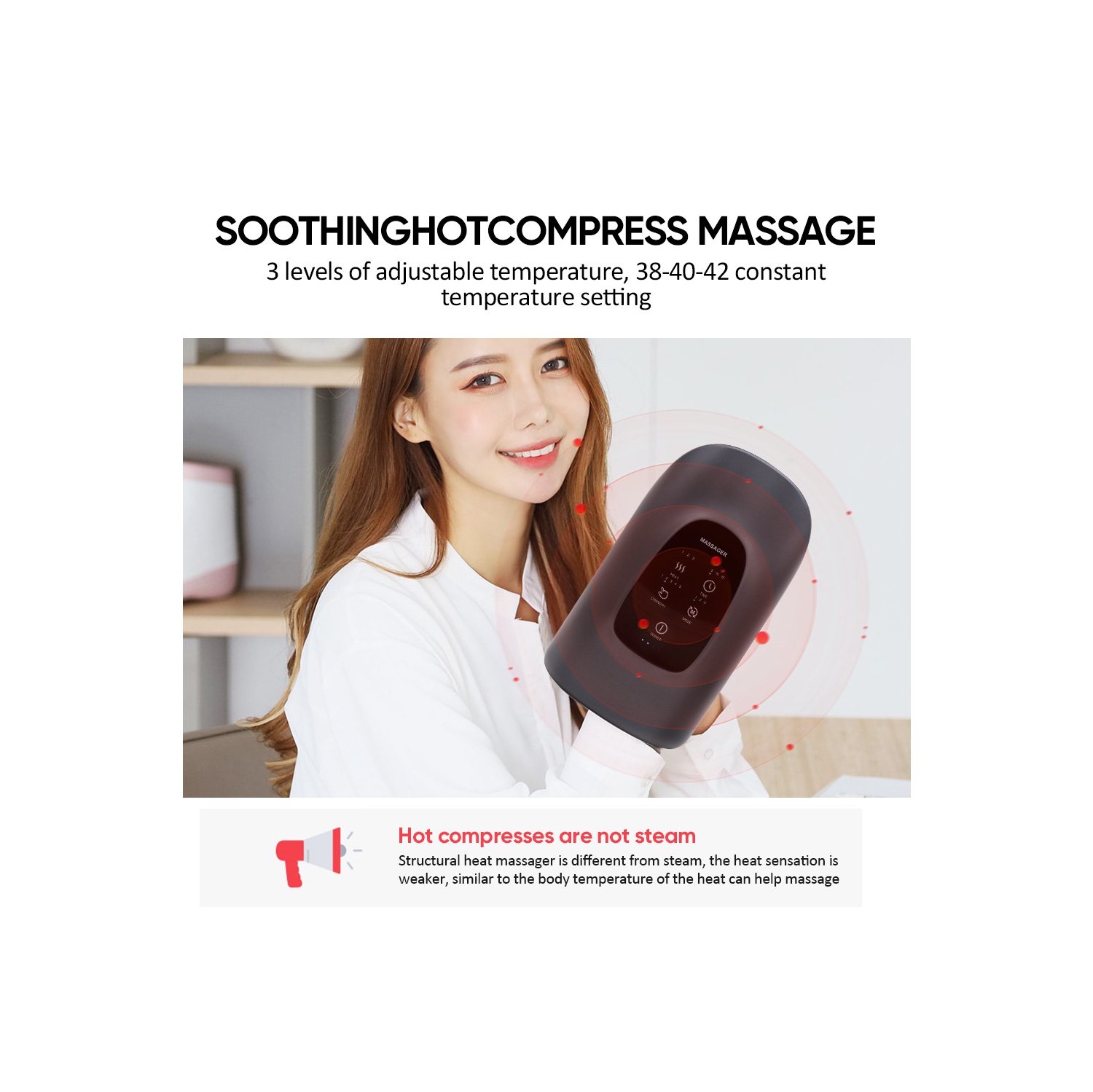 New hand massager airbag heating compress vibration meridian acupoint pressing kneading palm massager hand massager, with heat pressure, pain