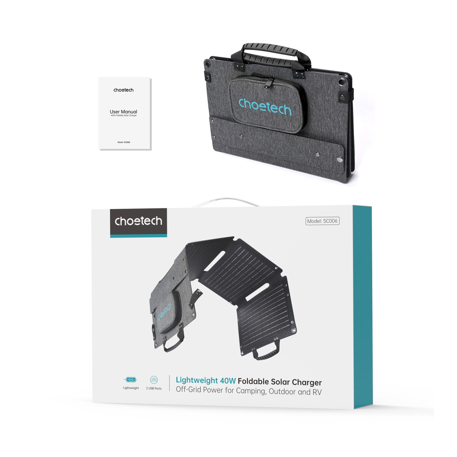 Hot Selling 40W Foldable Solar Charging Panel for Outdoor Camping, Portable Integrated Laminated Lightweight - BlackOutdoor Power Supply