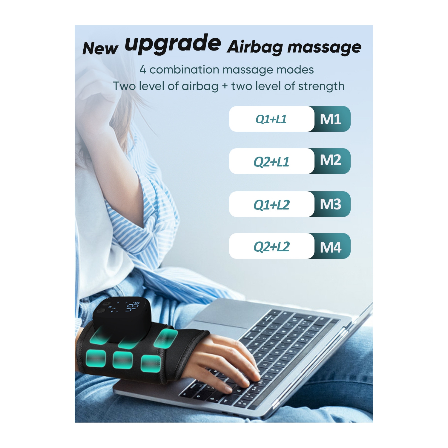 Appareil de massage au poignet EMS chauffant pour soulager la ténosynovite Airbag fascia électrique Poignon masseur au poignet masseur multipoint