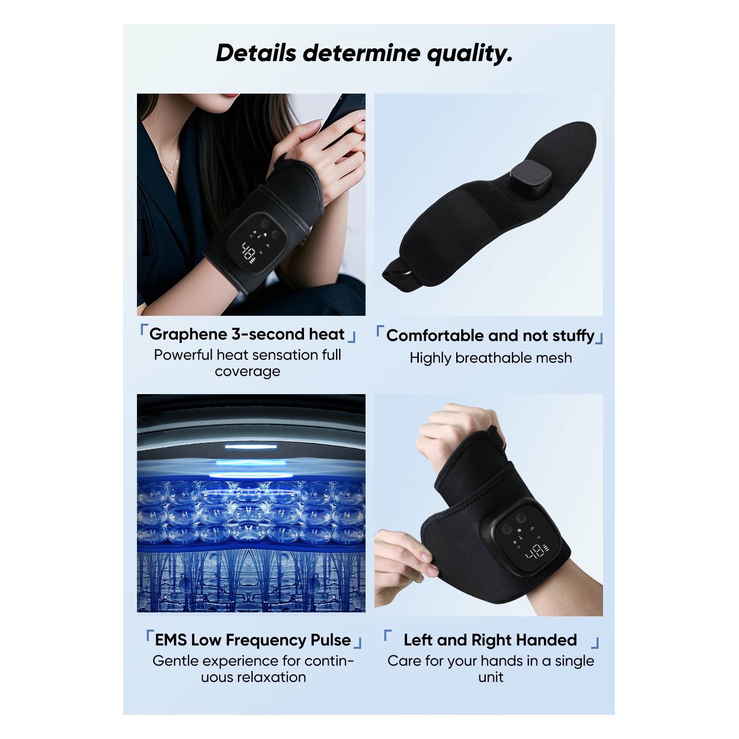 Appareil de massage au poignet EMS chauffant pour soulager la ténosynovite Airbag fascia électrique Poignon masseur au poignet masseur multipoint