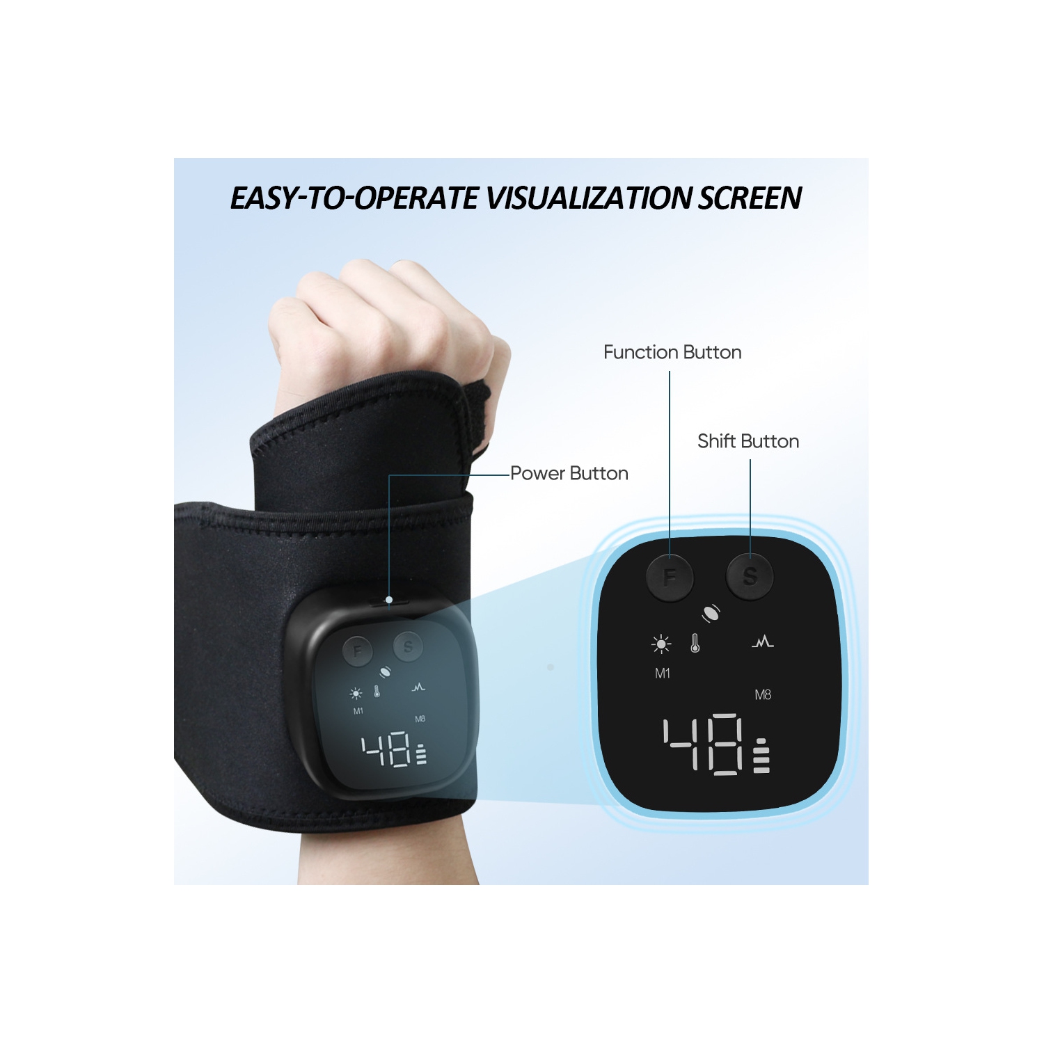 Appareil de massage au poignet EMS chauffant pour soulager la ténosynovite Airbag fascia électrique Poignon masseur au poignet masseur multipoint