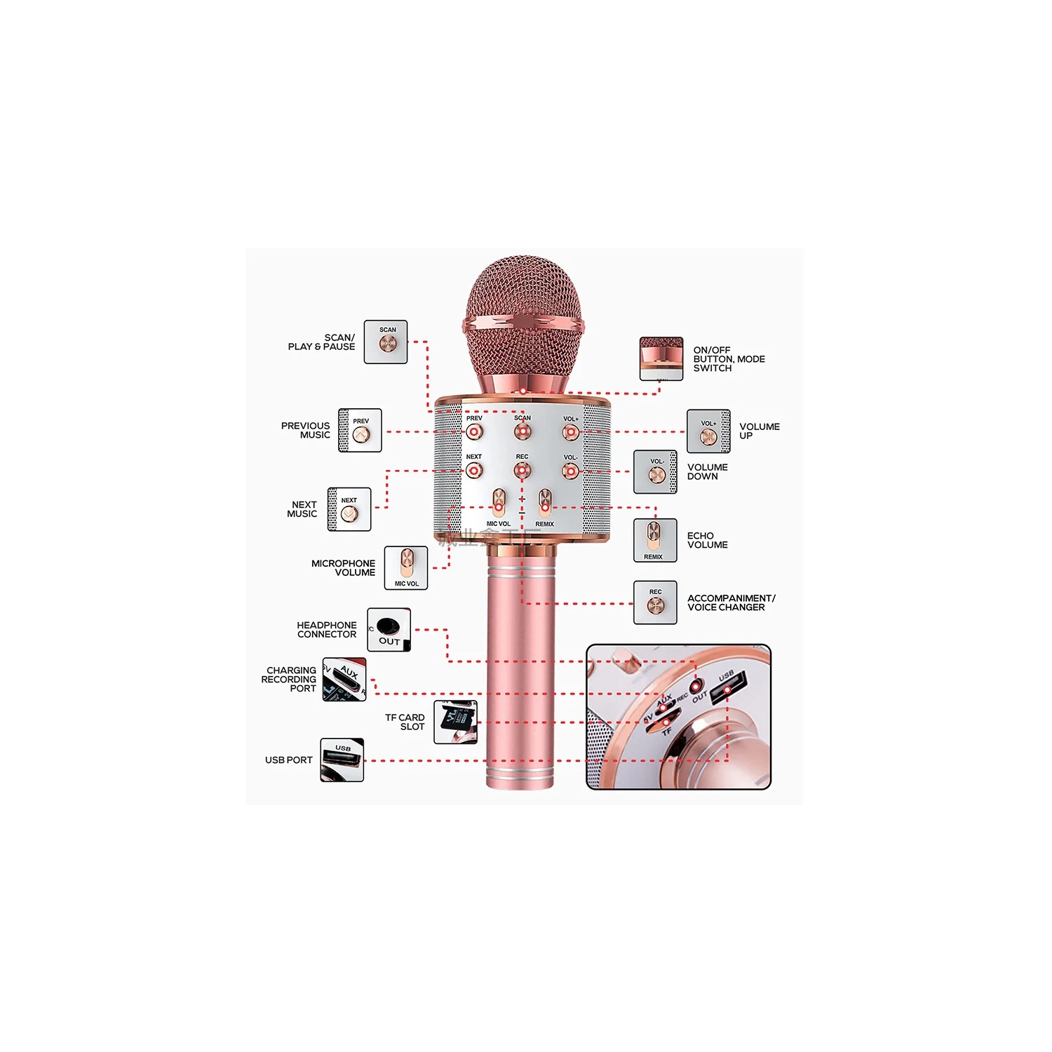 ws858 mobile k song treasure family ktv wireless bluetooth condenser microphone children k song microphone speaker integrated gift suitable for