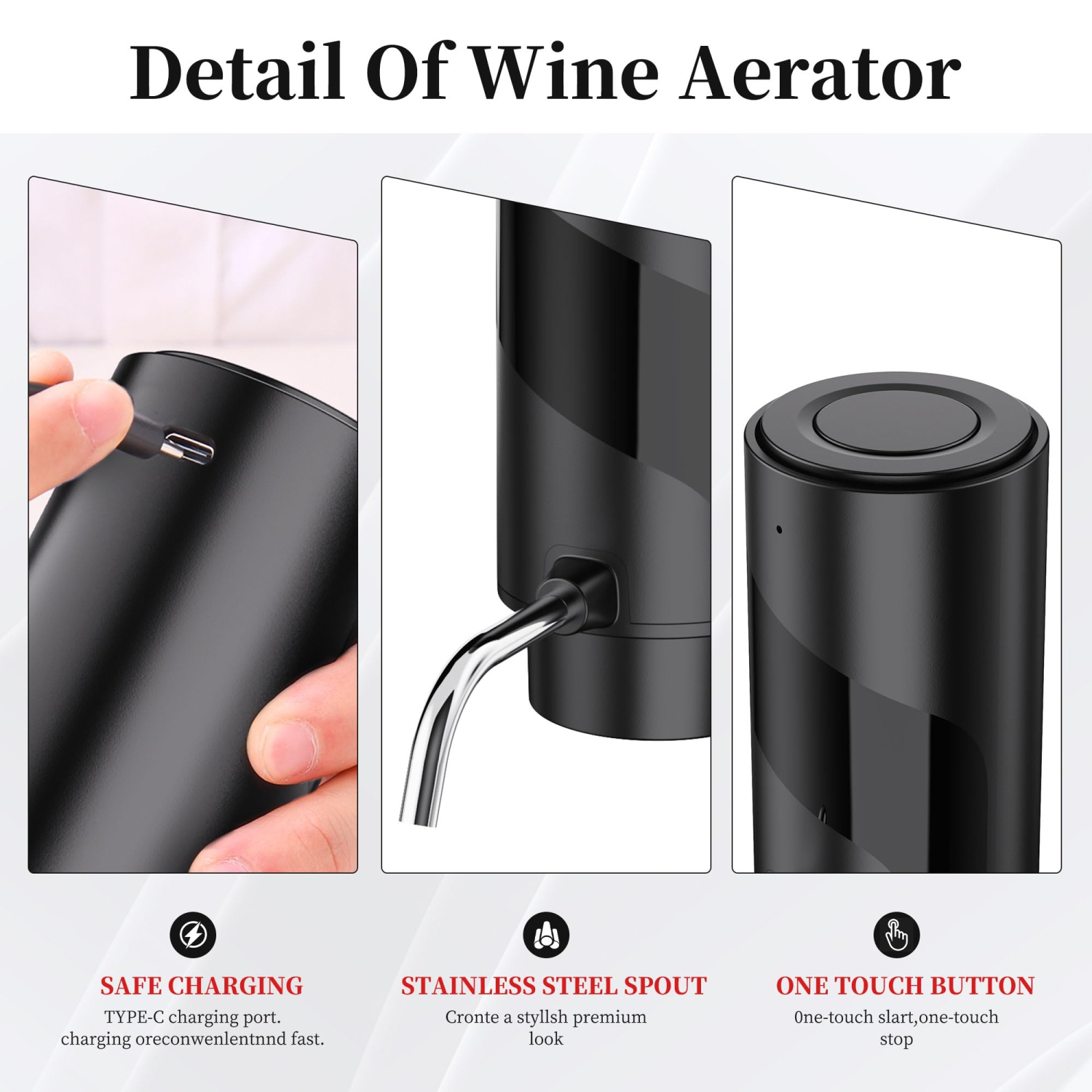 Electric Wine Decanter, USB Rechargeable Wine Dispenser, Automatic Wine Pourer, Holiday Gift for Wine Lovers