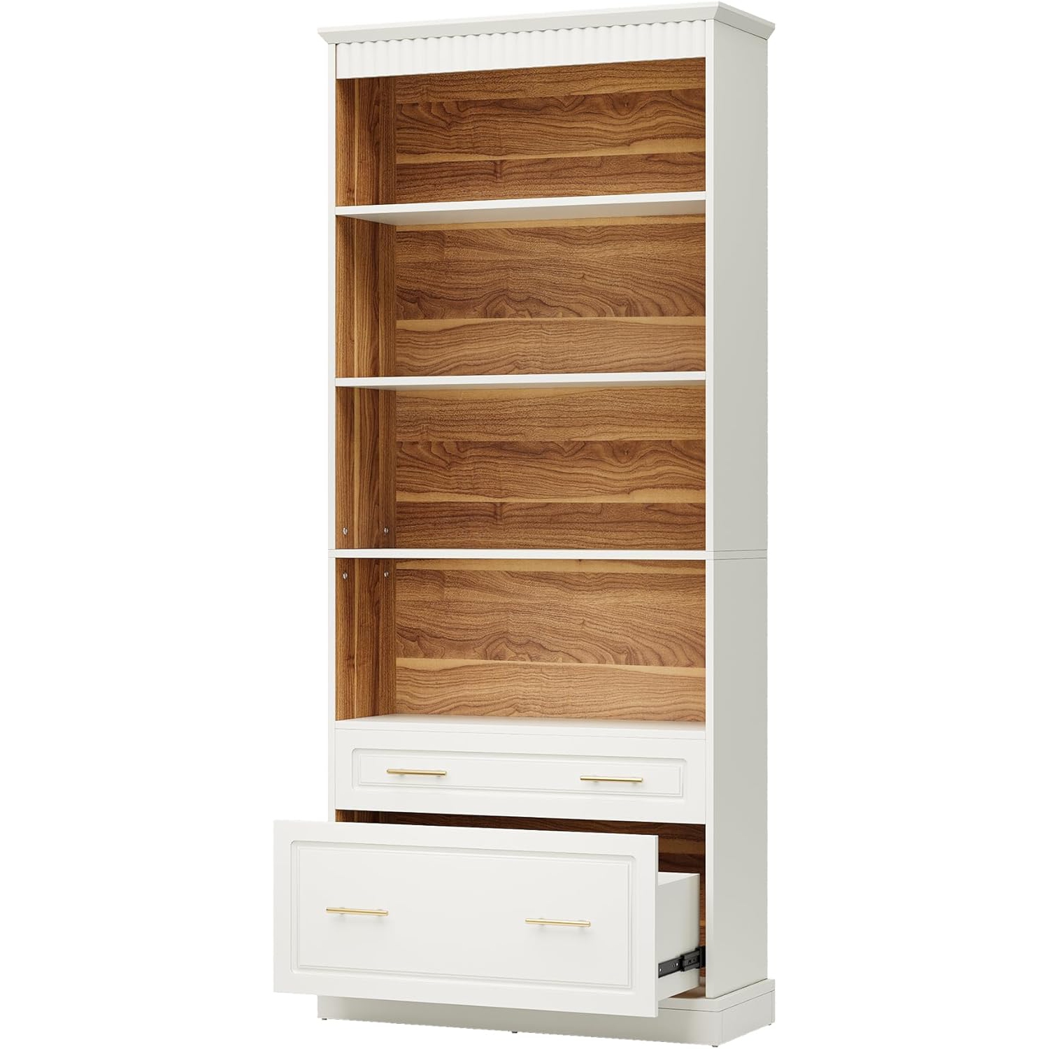 Tribesigns 5-Shelf Bookcase with File Cabinet Drawer, 72" Tall Black Bookshelf, Modern Free-Standing Wood Bookcase