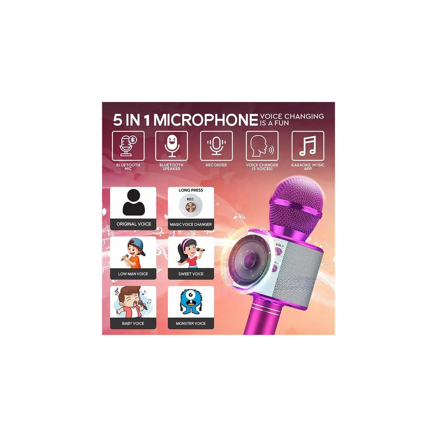 ws858 mobile k song treasure family ktv microphone à condensateur bluetooth sans fil pour enfants k chanson microphone haut-parleur intégré cadeau