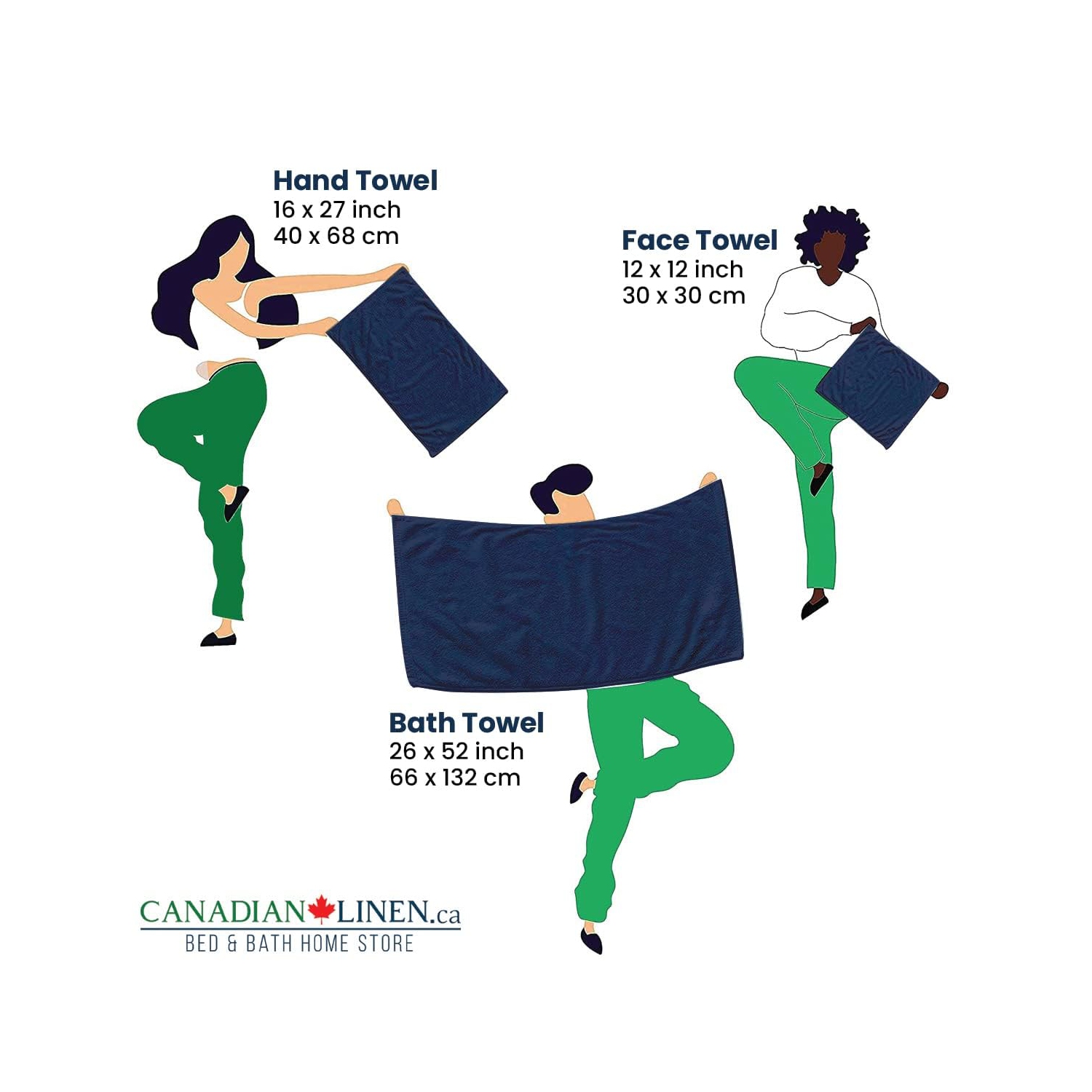 Canadian Linen Premium Bath Towels Set, 4 Pack, 26”x52” 500 GSM, Soft Absorbent Ring Spun Terry Cotton Lightweight Quick Dry Color Towels, Home