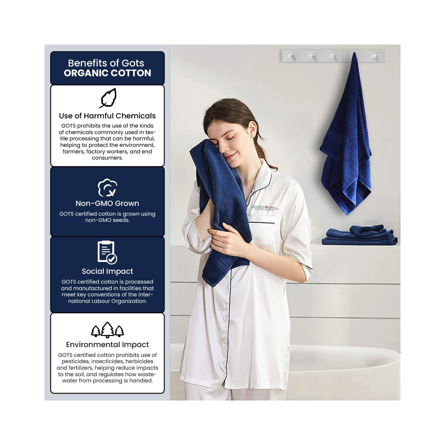 Canadian Linen Premium Bath Towels Set, 4 Pack, 26”x52” 500 GSM, Soft Absorbent Ring Spun Terry Cotton Lightweight Quick Dry Color Towels, Home