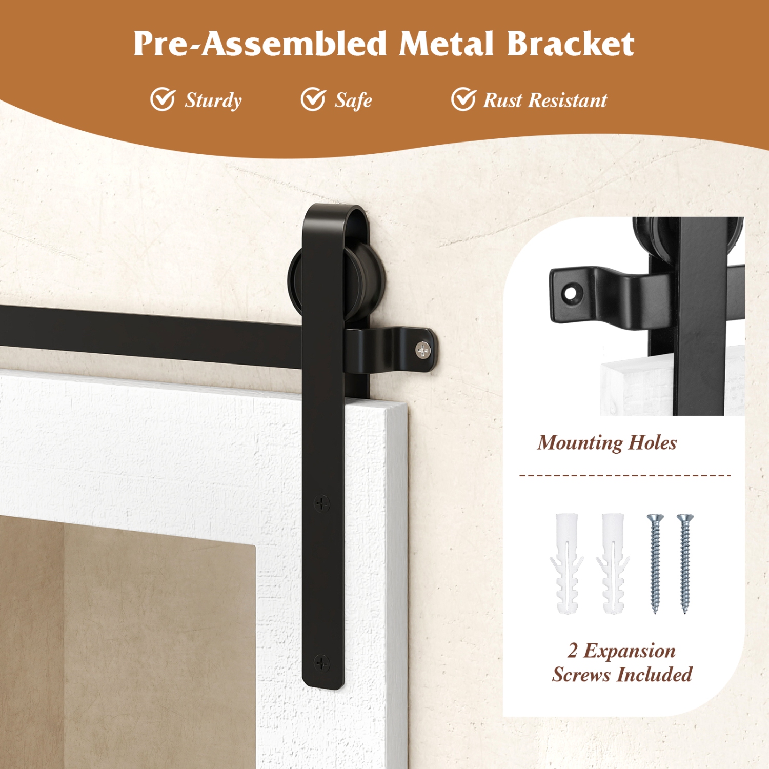 Gymax Farmhouse Wall Mirror Rustic Wood Frame Barn Door Style Decorative Mirror