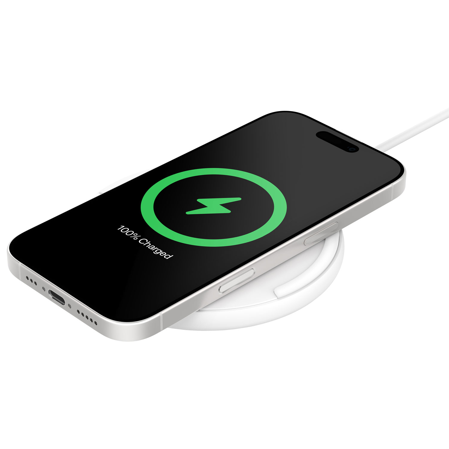 Tapis de chargement sans fil Qi2 de 15 W avec MagSafe de Belkin - Blanc
