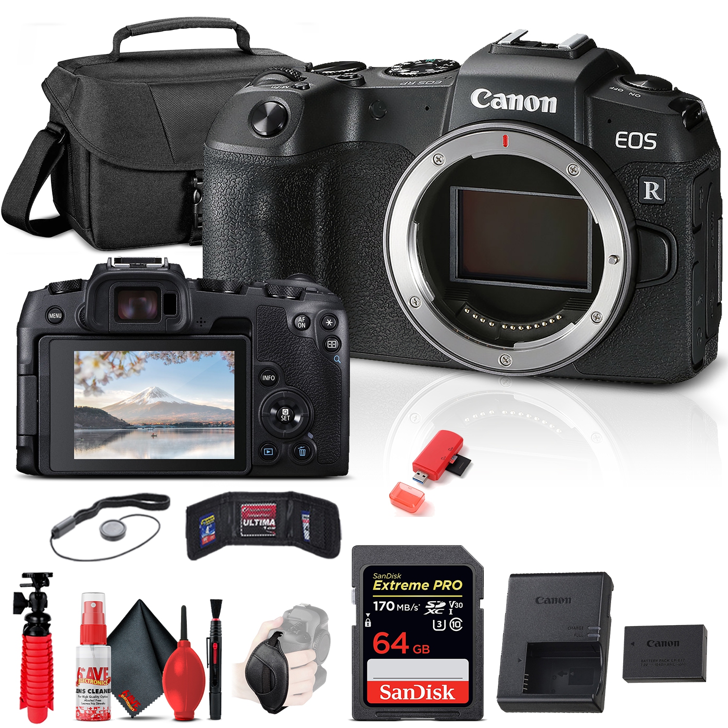 Canon EOS RP Mirrorless Digital Camera (3380C002) + 64GB Memory Card Base Bundle