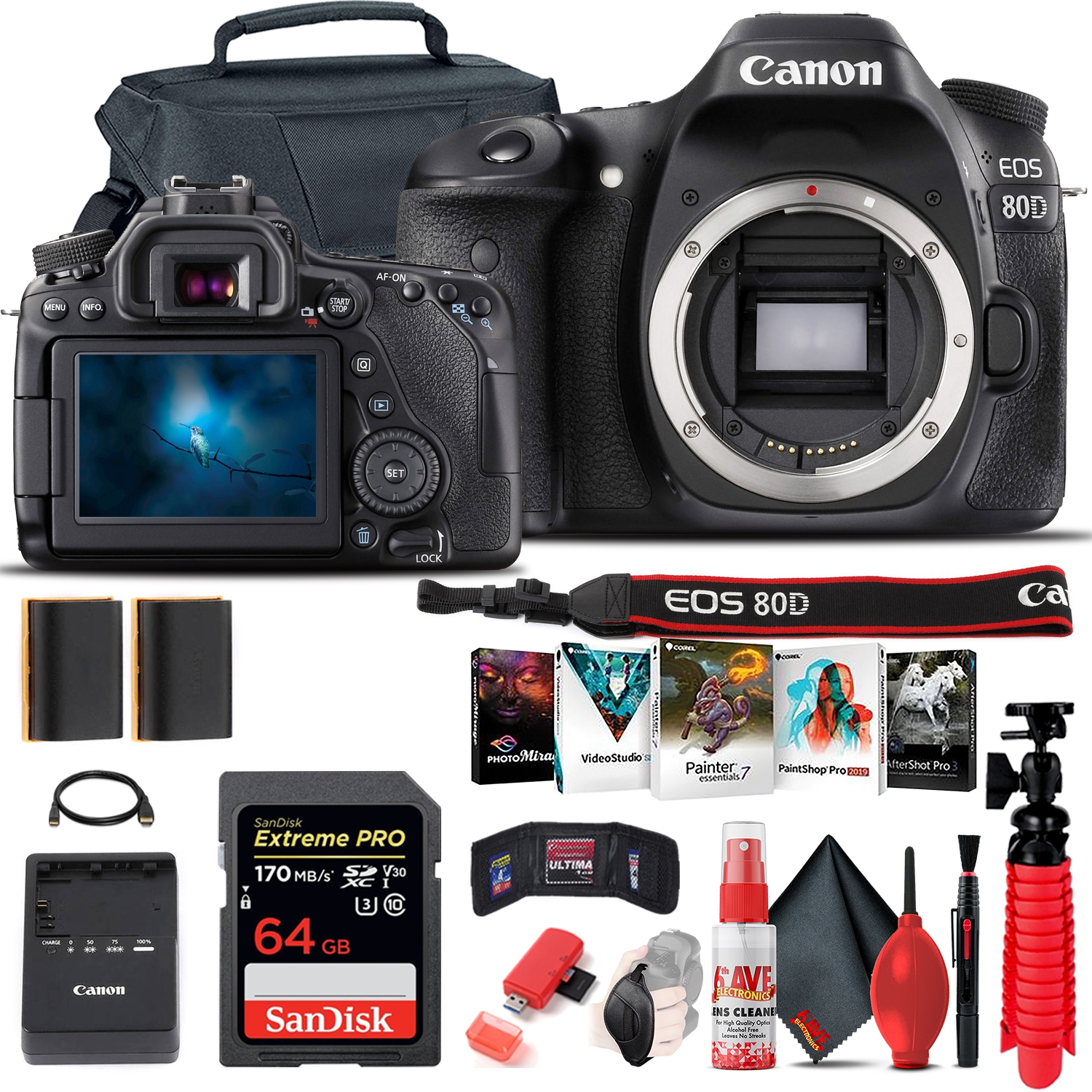 Canon EOS 80D DSLR Camera (1263C004) + 64GB Card + Case Starter Bundle