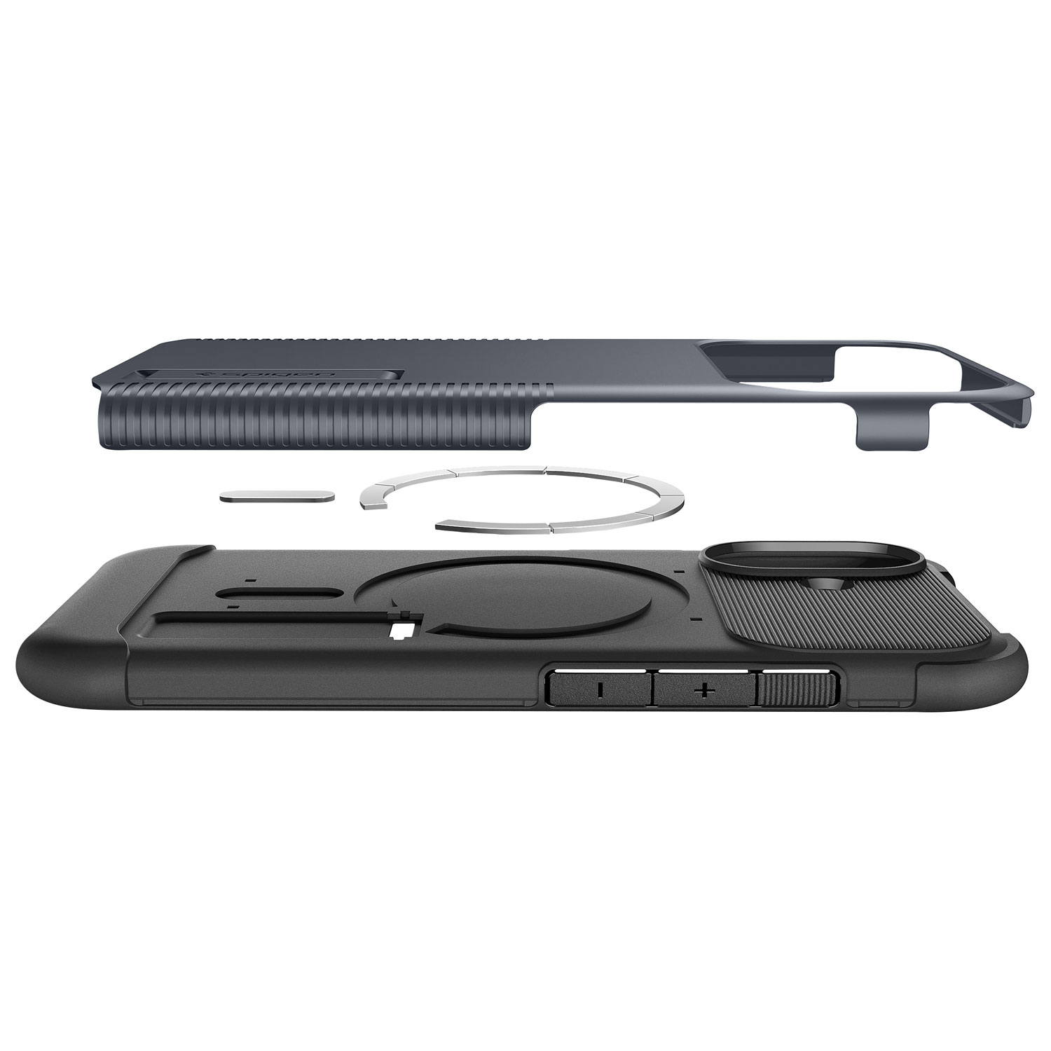 Étui rigide ajusté Slim Armor MagFit de Spigen avec anneau magnétique pour iPhone 17 - Ardoise métallique