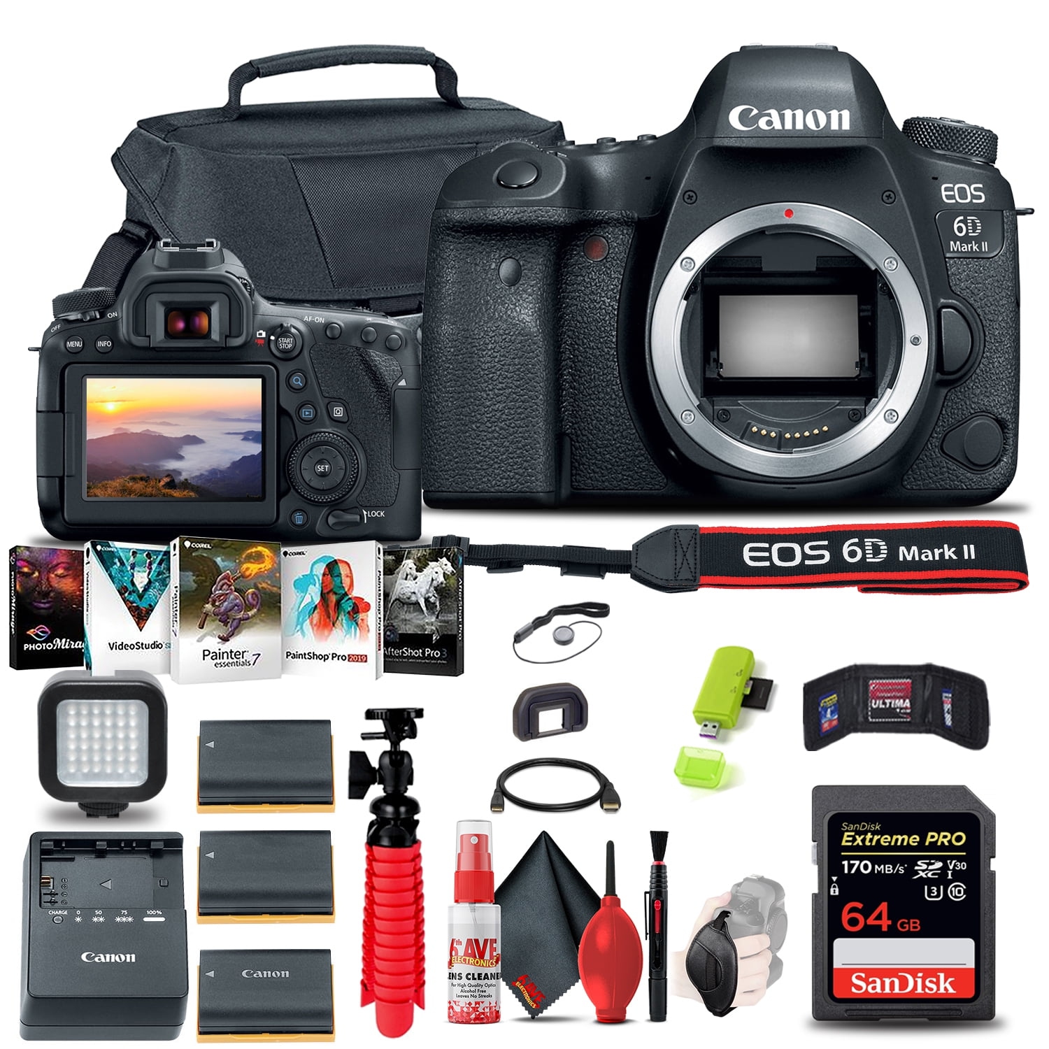 Canon EOS 6D Mark II DSLR Camera Travel Vlogger Bundle