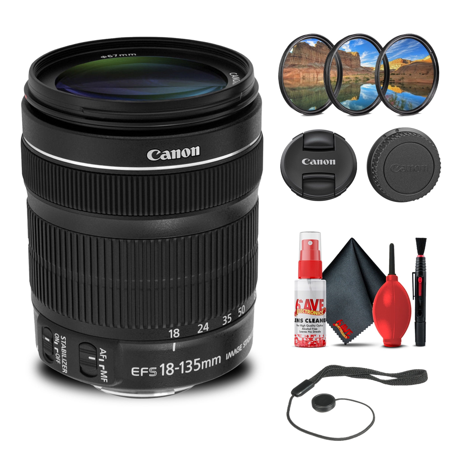 Canon EF-S 18-135mm f/3.5-5.6 IS STM Lens w 64GB Extreme Pro Card + More