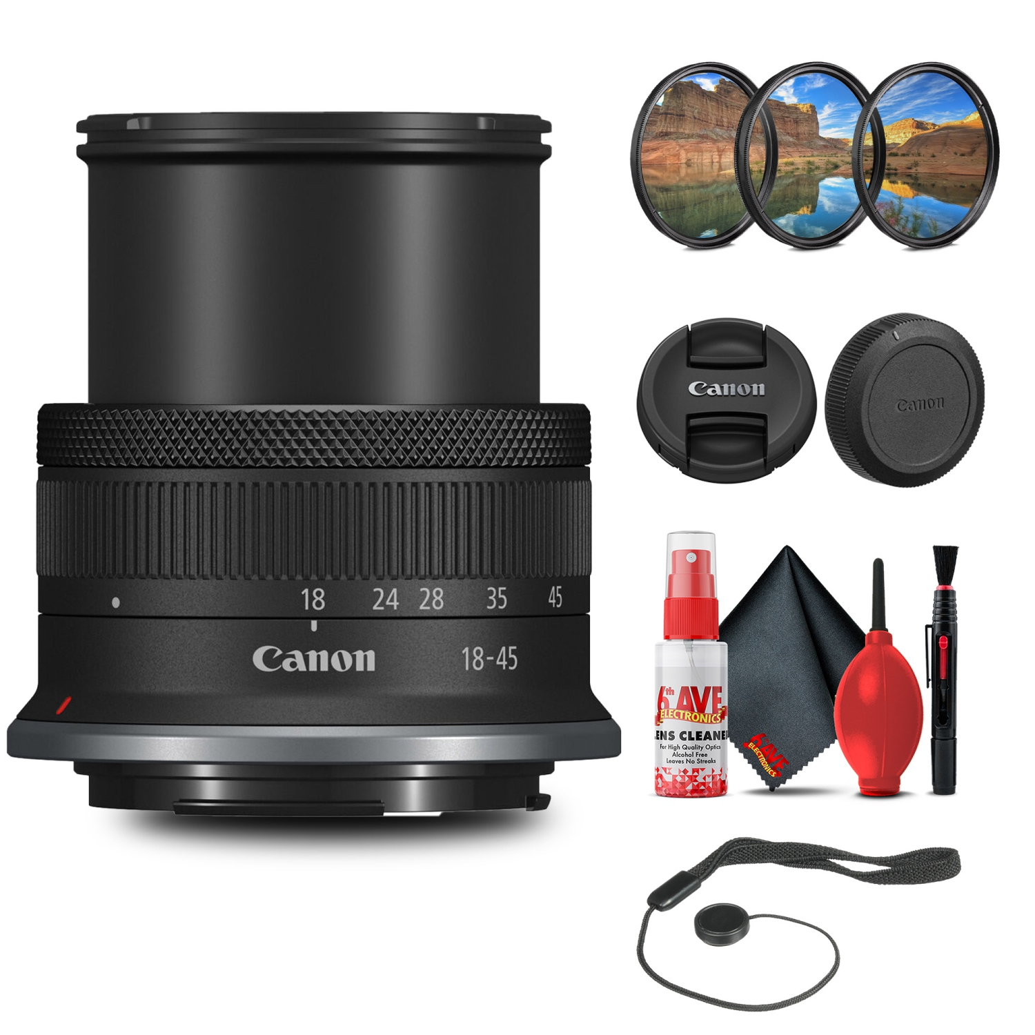 Canon RF-S 18-45mm f/4.5-6.3 IS STM Lens w 64GB Extreme Pro Card + More