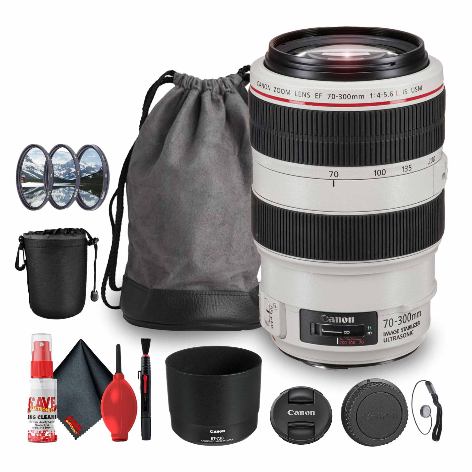 Canon EF 70-300mm f/4-5.6L IS USM Telephoto Zoom Lens Bundle