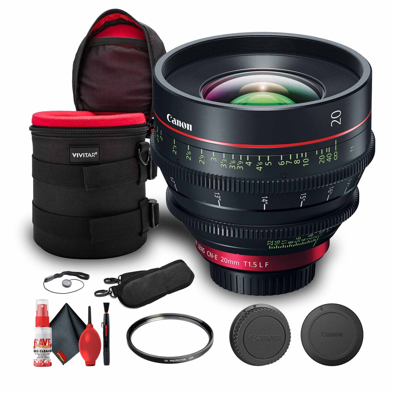 Canon CN-E 20mm T1.5 L F Cinema Lens (3174C002) + Padded Lens Case + More Bundle