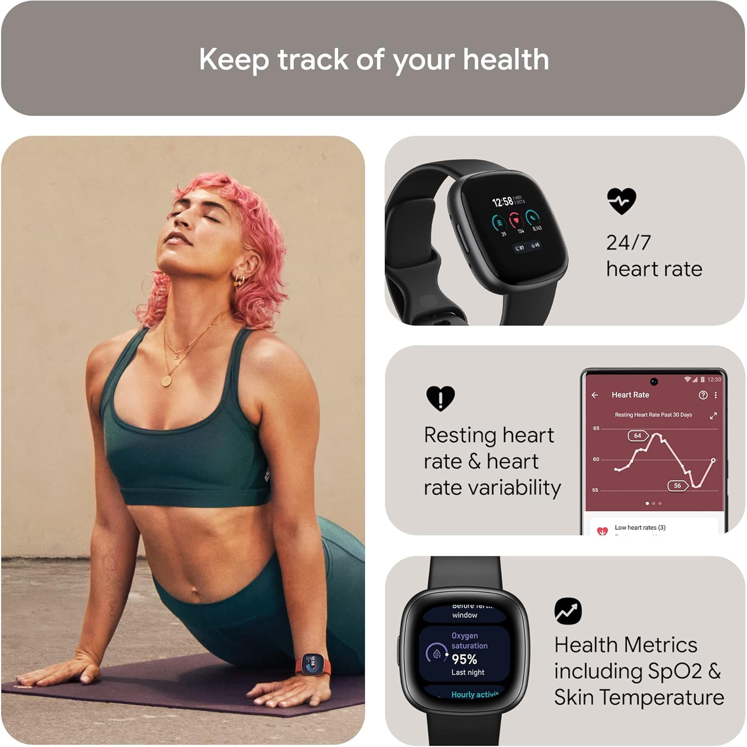 Montre intelligente de mise en forme Versa 4 de Fitbit - Noir/Graphite