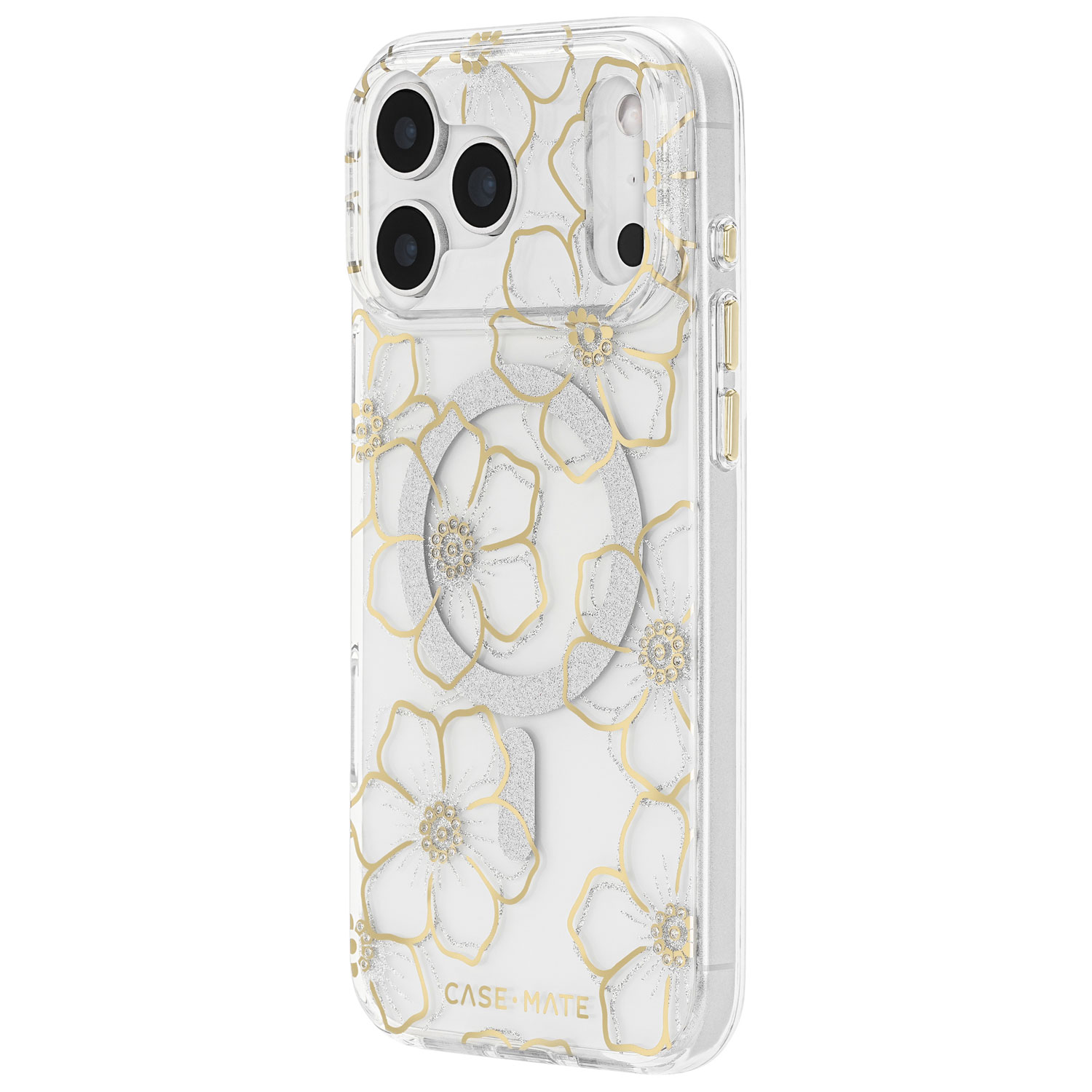 Case-Mate Fitted Hard Shell Case with MagSafe for iPhone 17 Pro Max - Floral Gems/Gold