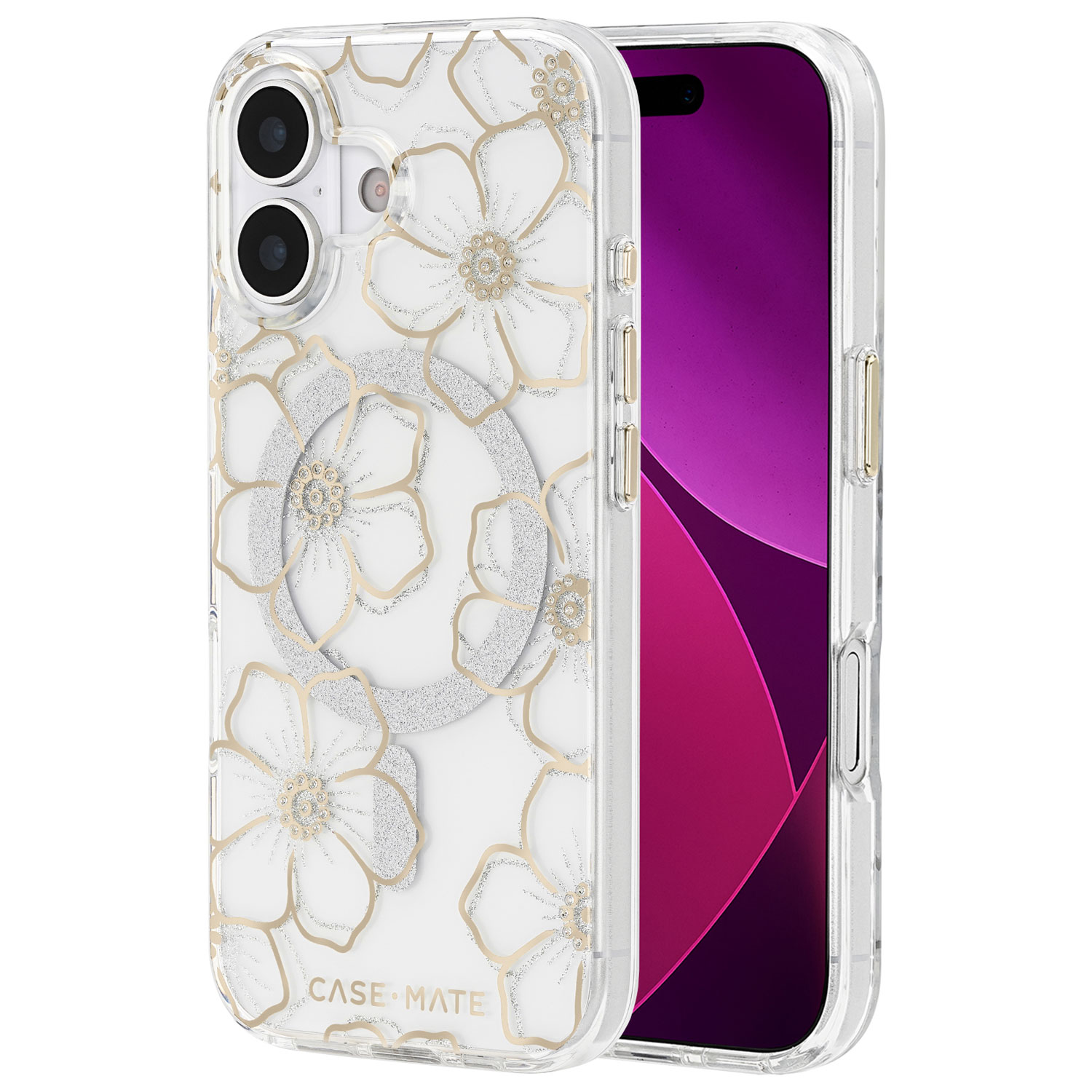 Case-Mate Fitted Hard Shell Case with MagSafe for iPhone 17 - Floral Gems/Gold