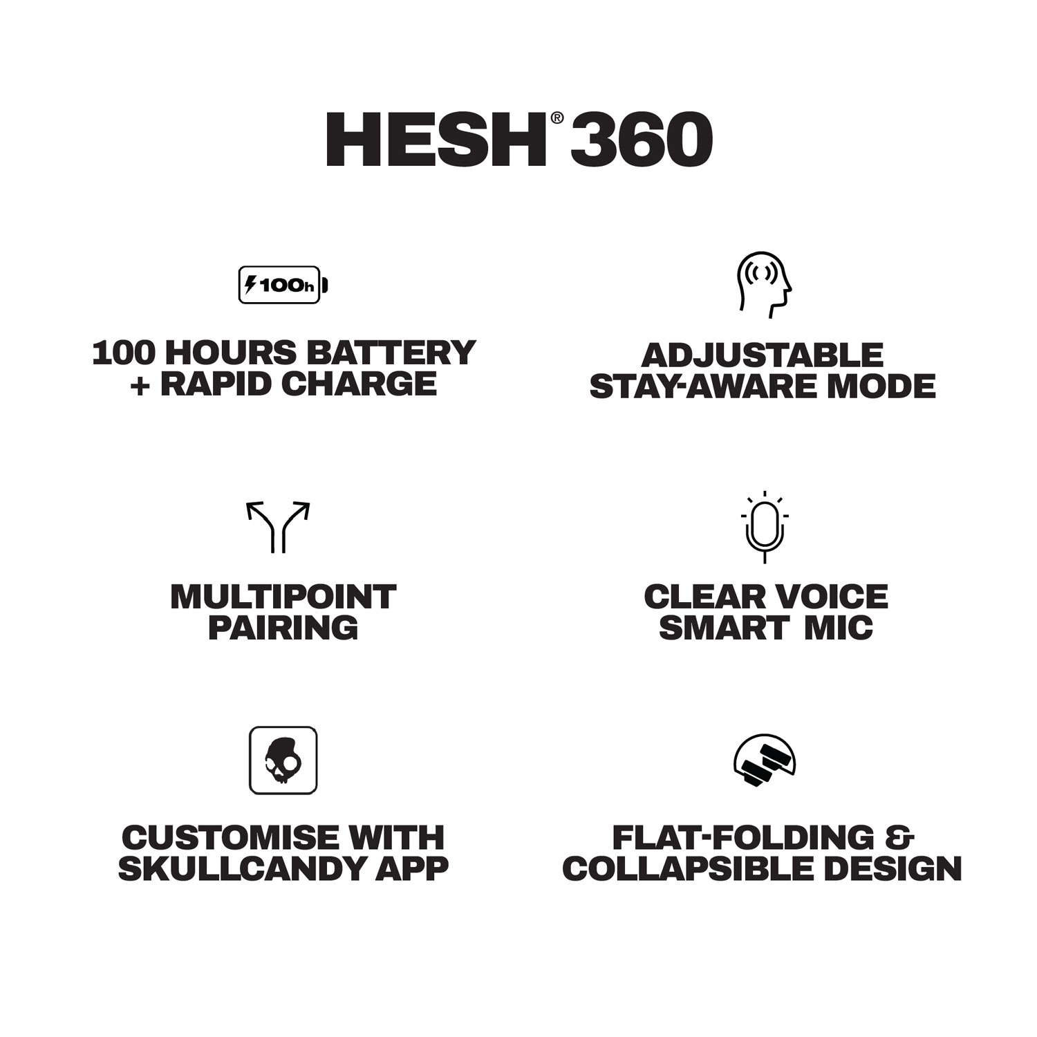 Skullcandy Hesh 360 Over-Ear Sound Isolating Bluetooth Headphones - Bone